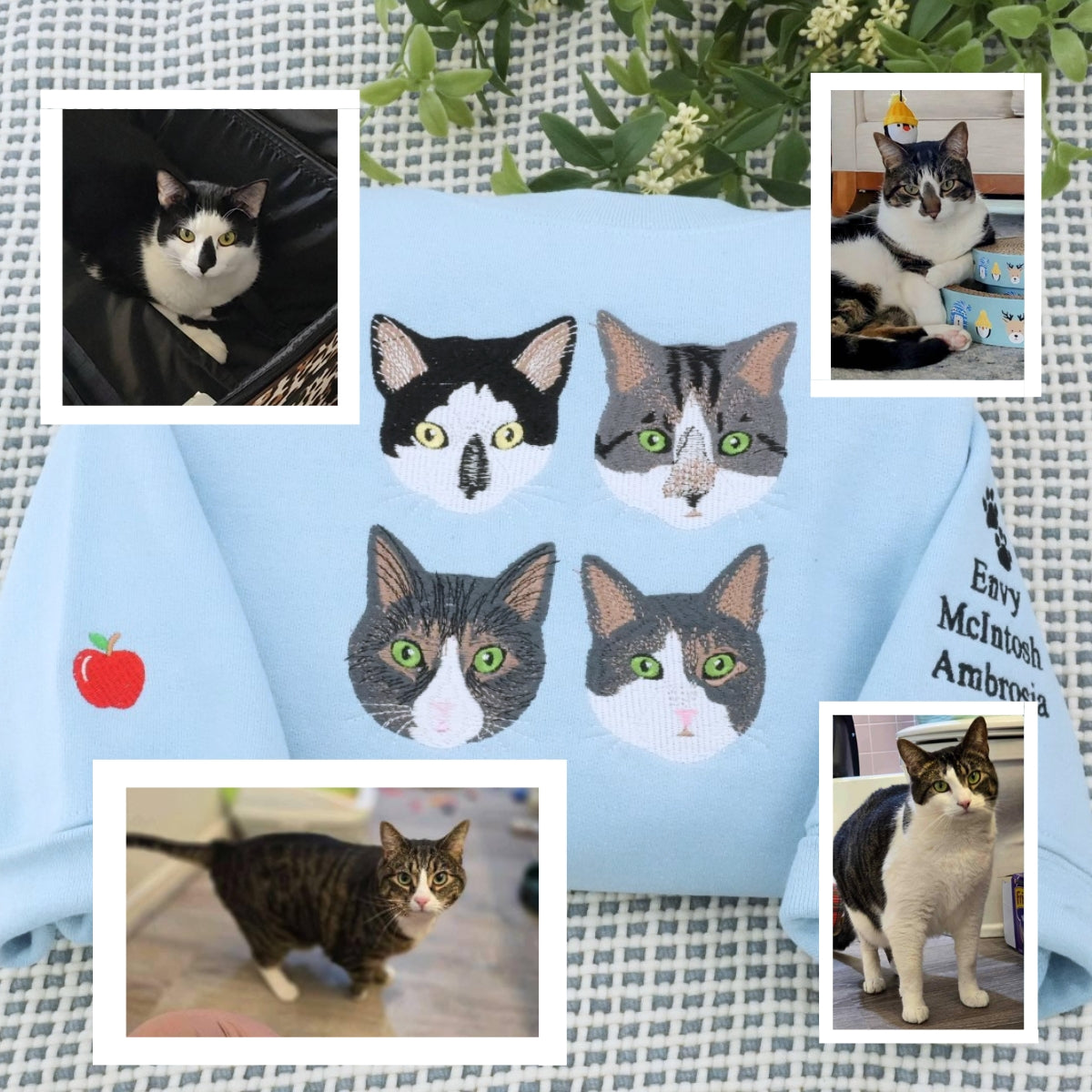 Individuell bestickte Engel- und Dämonenkatze-Kapuzenpullover für Paare