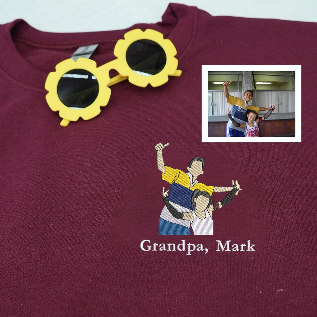 Christmas Grandpa Hoodies - Holiday Family Photo Embroidered Sweatshirts - Perfect Grandfather Gift