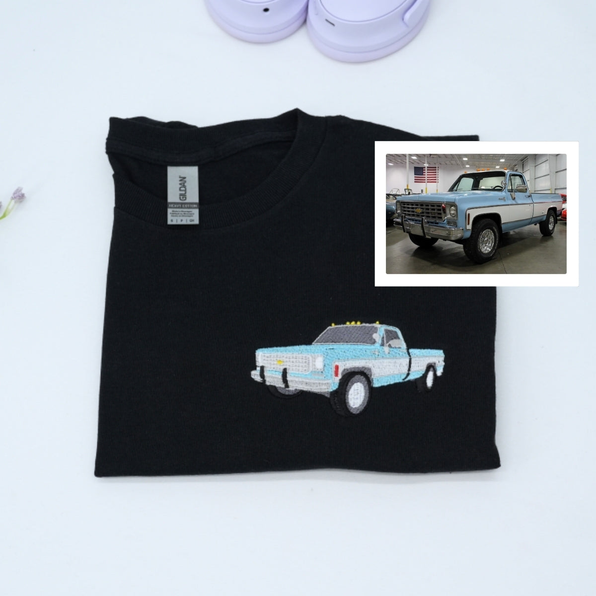 Classic Truck Custom T-Shirts - Car Enthusiast Embroidered Apparel - Perfect Auto Lover Gift
