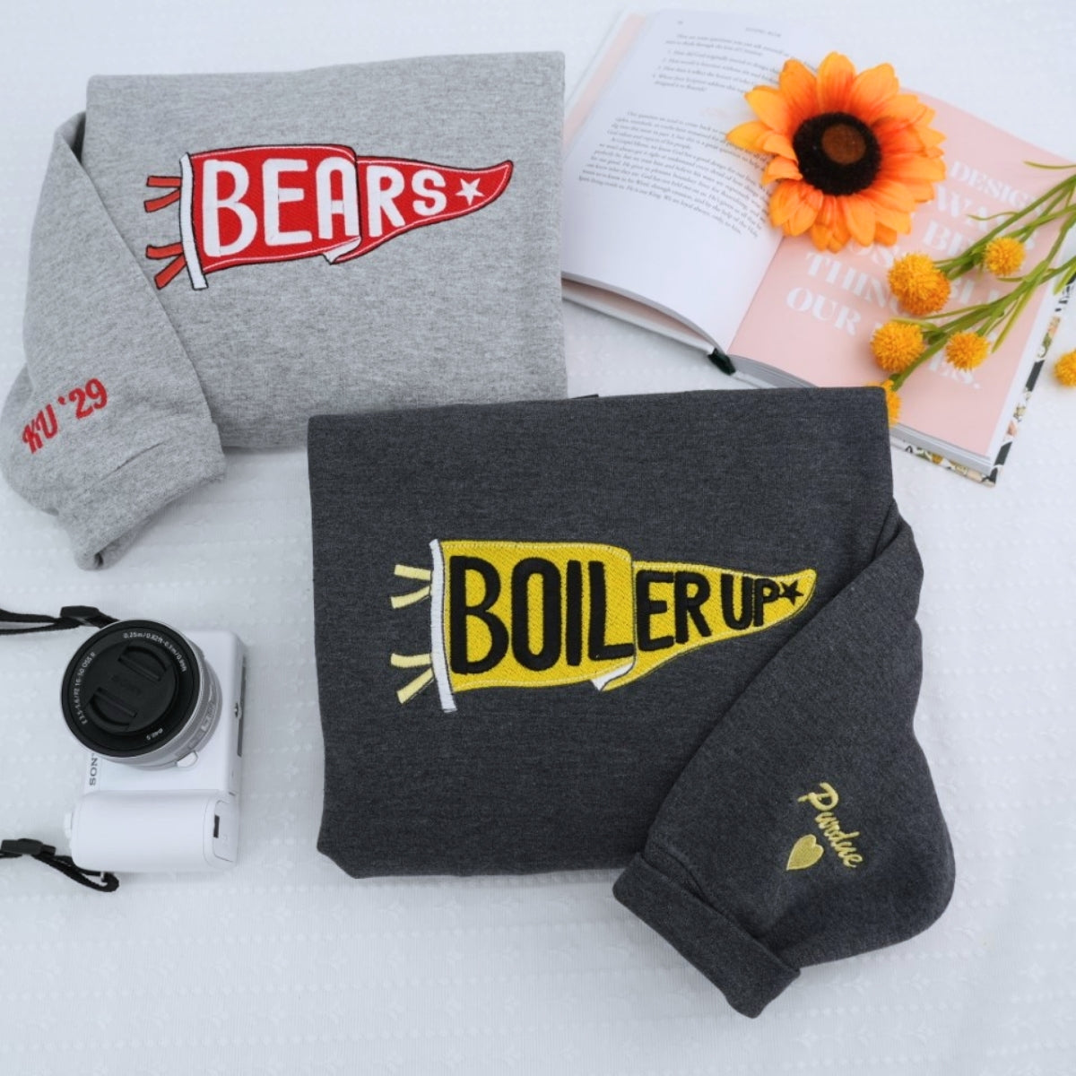 Sweats à capuche assortis brodés personnalisés avec ange et chat démon pour couples