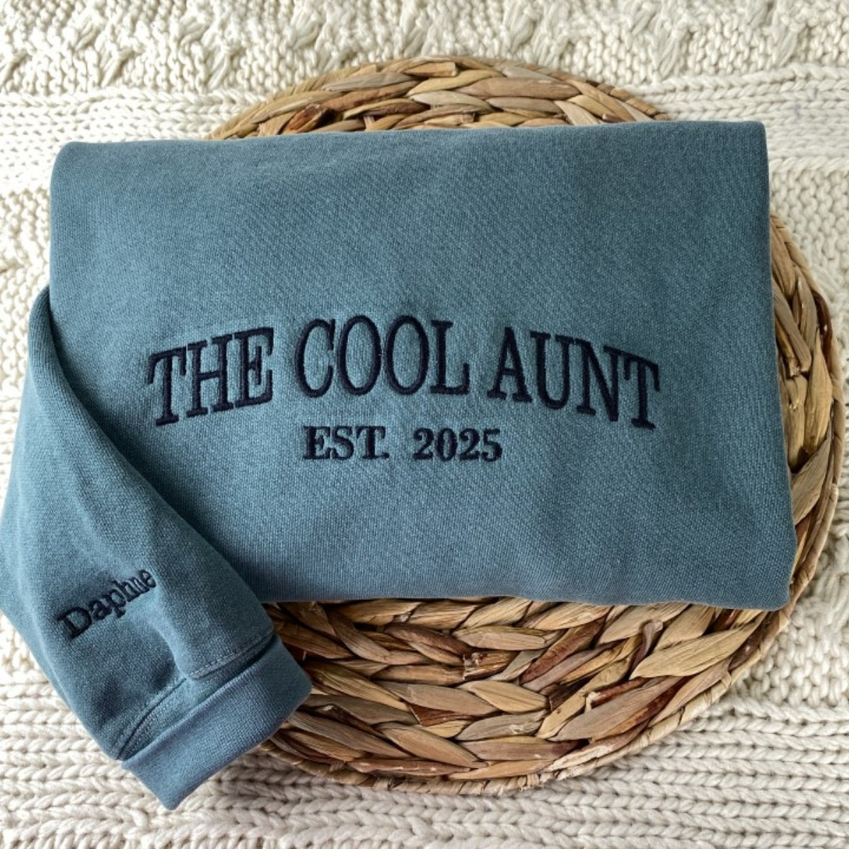 Cool Aunt Custom Hoodies - Personalized Aunt Embroidered Sweatshirts - Perfect Aunt Gift with EST Date - Family Role Celebration Apparel