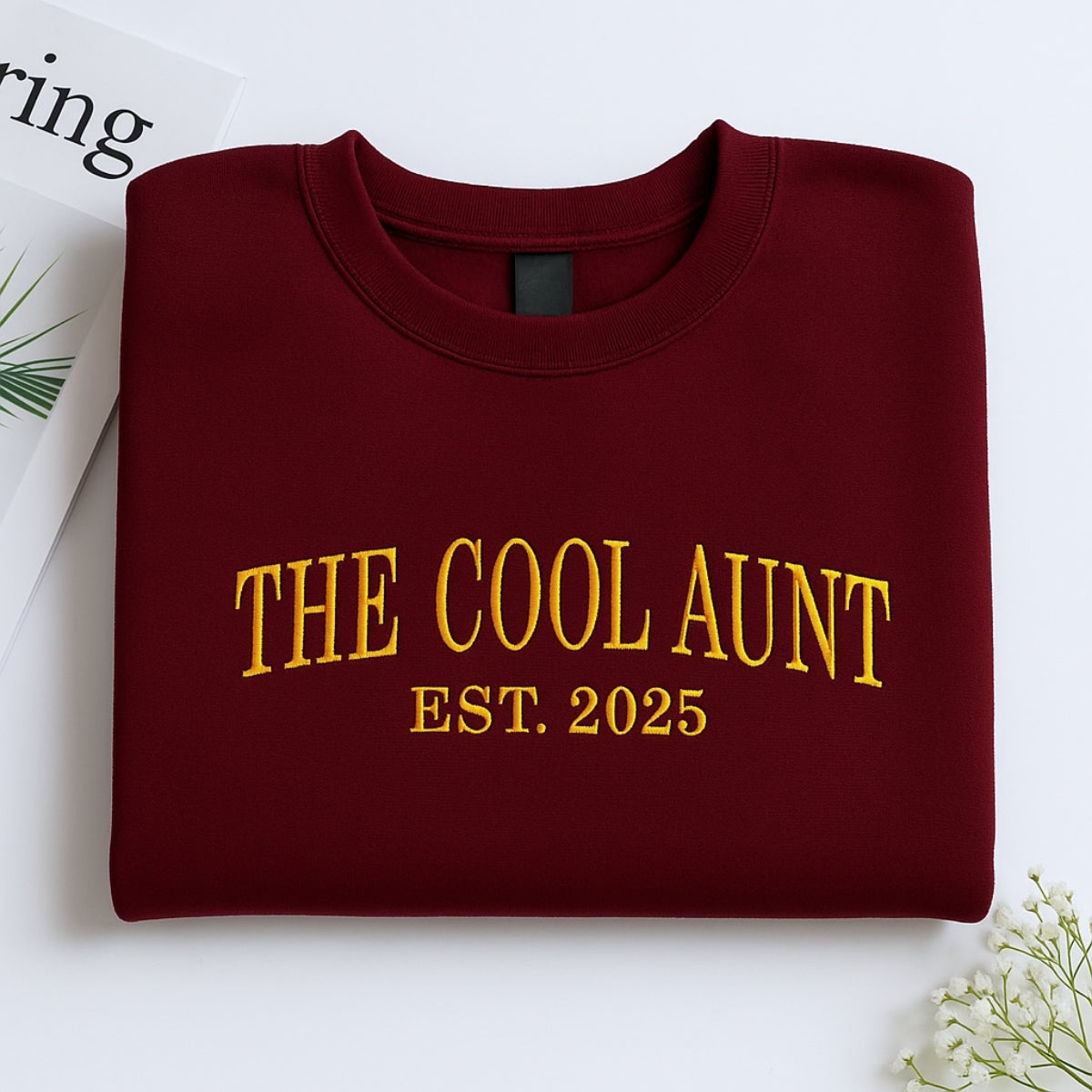 Cool Aunt Custom Hoodies - Trendy Aunt Embroidered Sweatshirts - Modern Family Gift