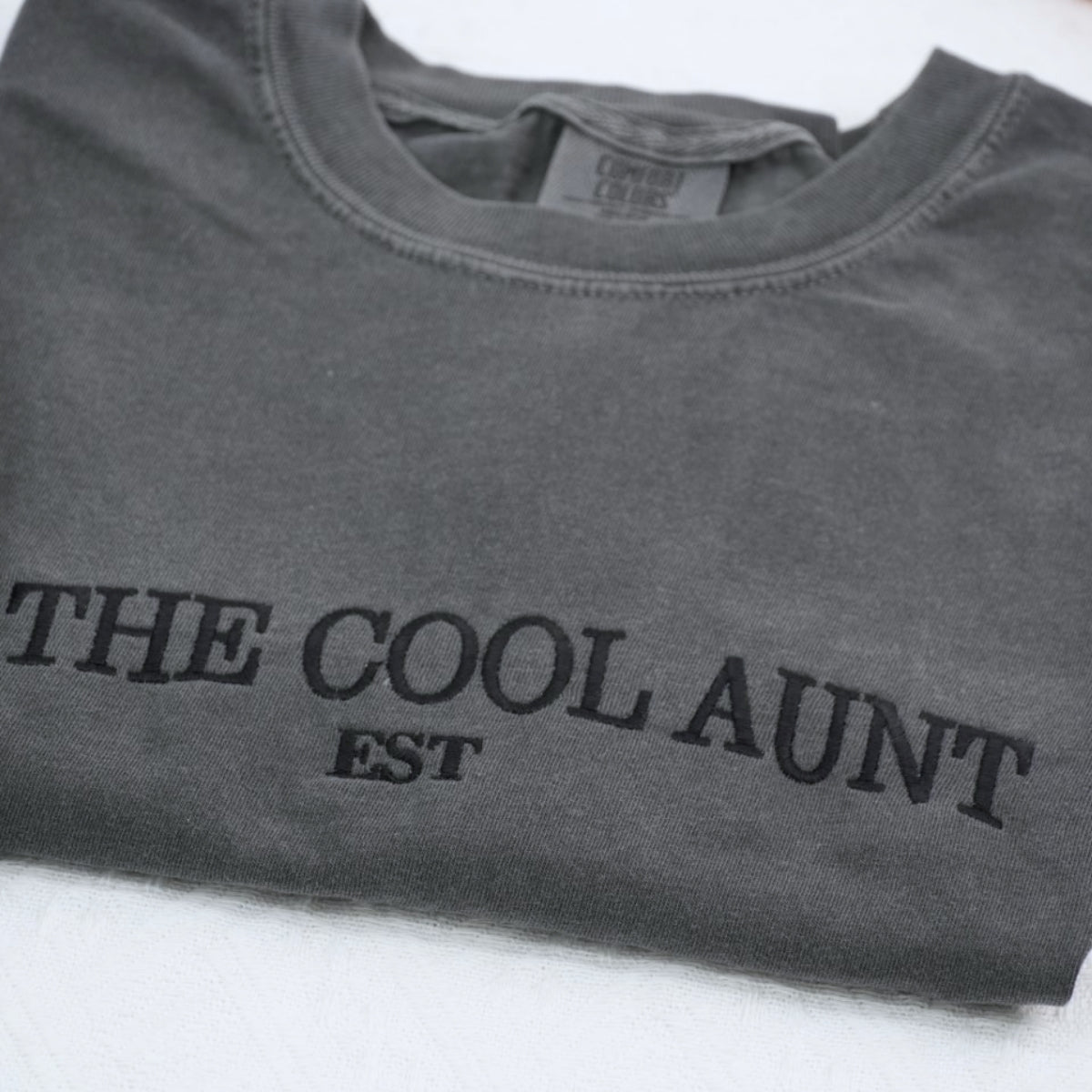 Cool Aunt Custom T-Shirts - Auntie Embroidered Apparel - Perfect Aunt Gift EST Established