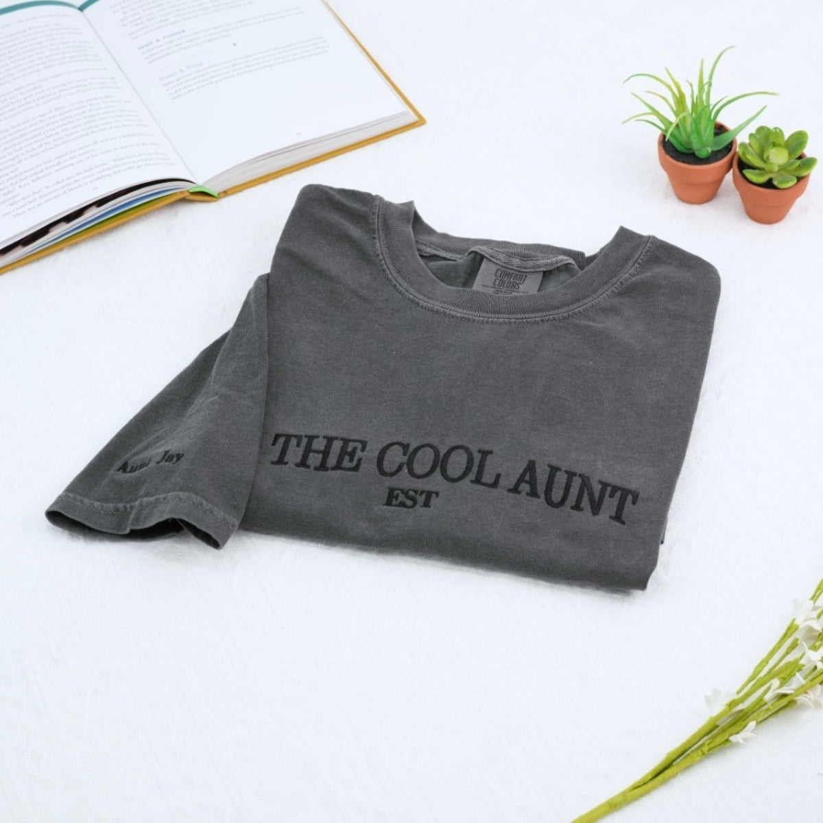Cool Aunt Custom T-Shirts - Auntie Embroidered Apparel - Perfect Aunt Gift EST Established
