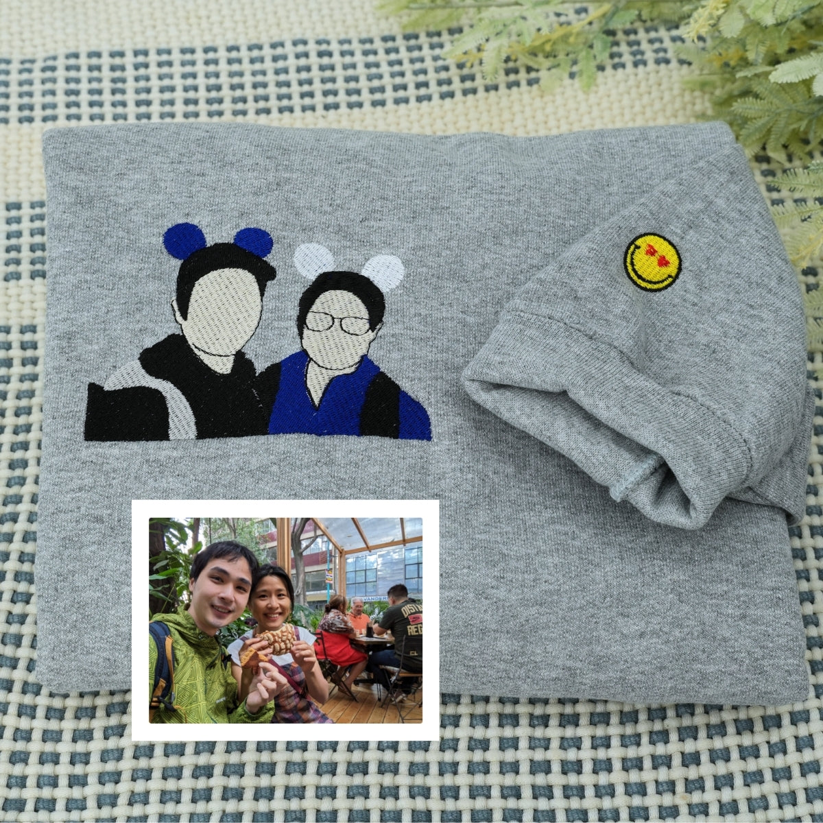 Individuell bestickte Engel- und Dämonenkatze-Kapuzenpullover für Paare