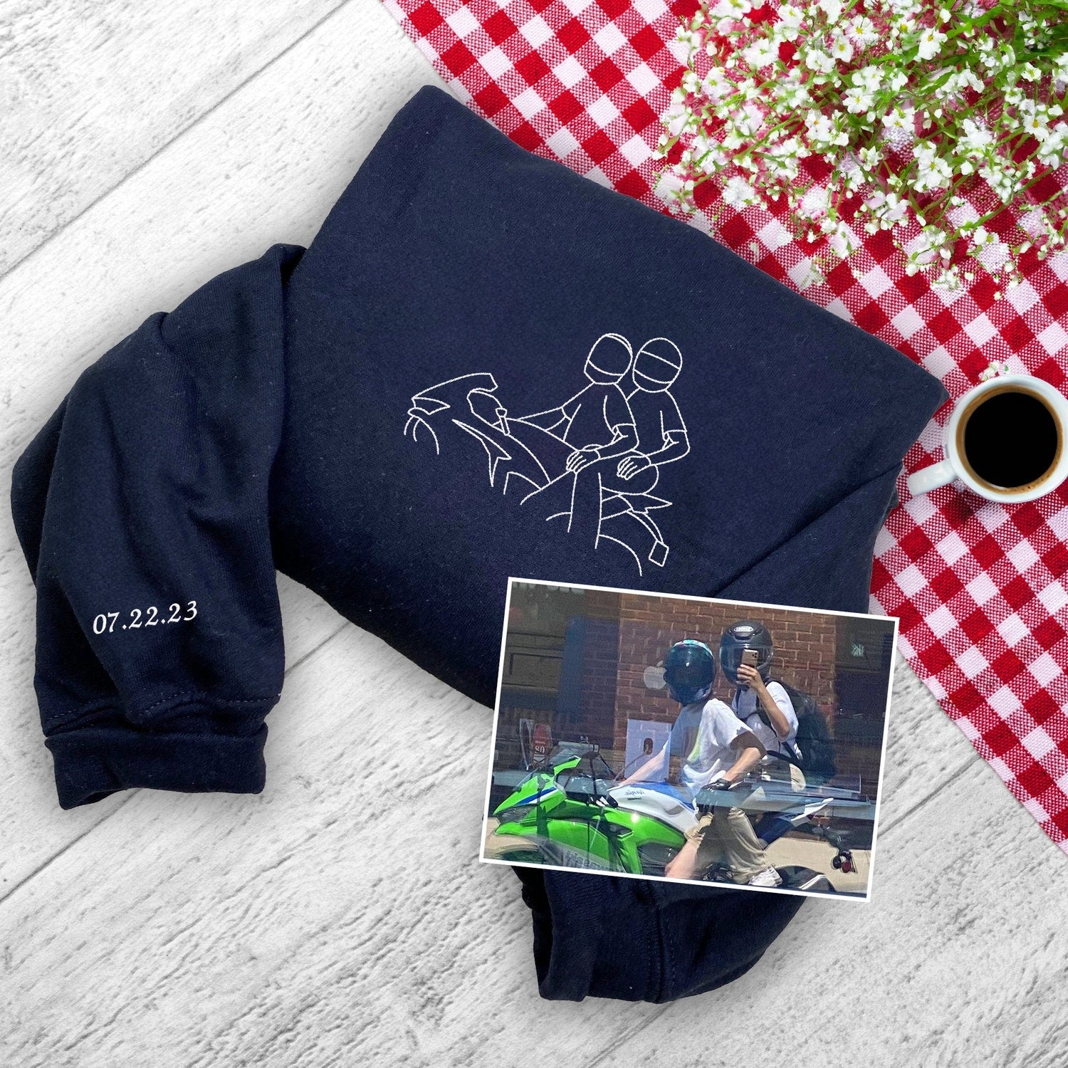 Sweats à capuche assortis brodés personnalisés avec ange et chat démon pour couples