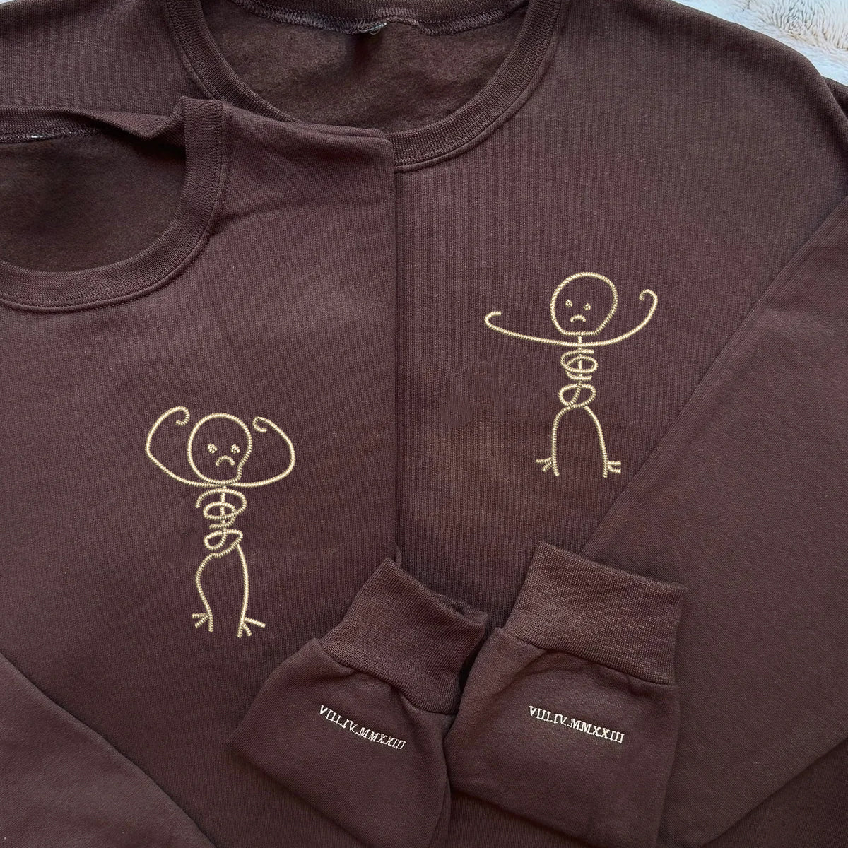 Custom Embroidered Angry Skeleton Matching Hoodies for Couples