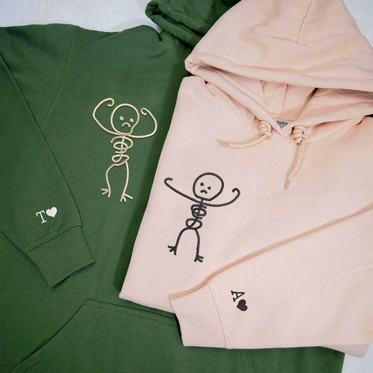 Individuell bestickte Angry Skeleton Passende Hoodies für Paare