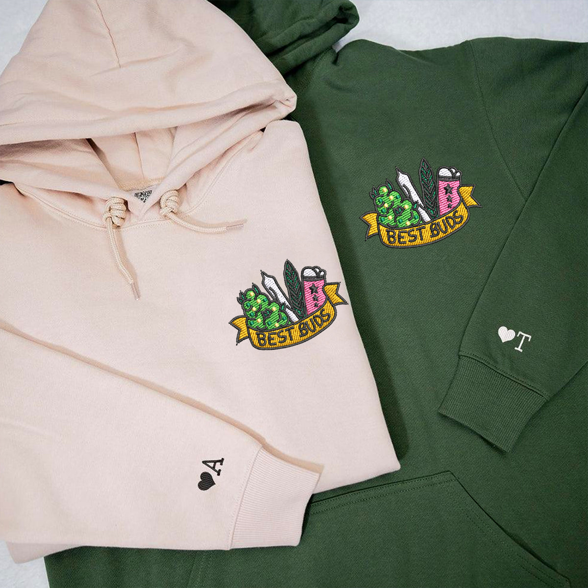 Individuell bestickte Best Buds Passende Hoodies für Paare