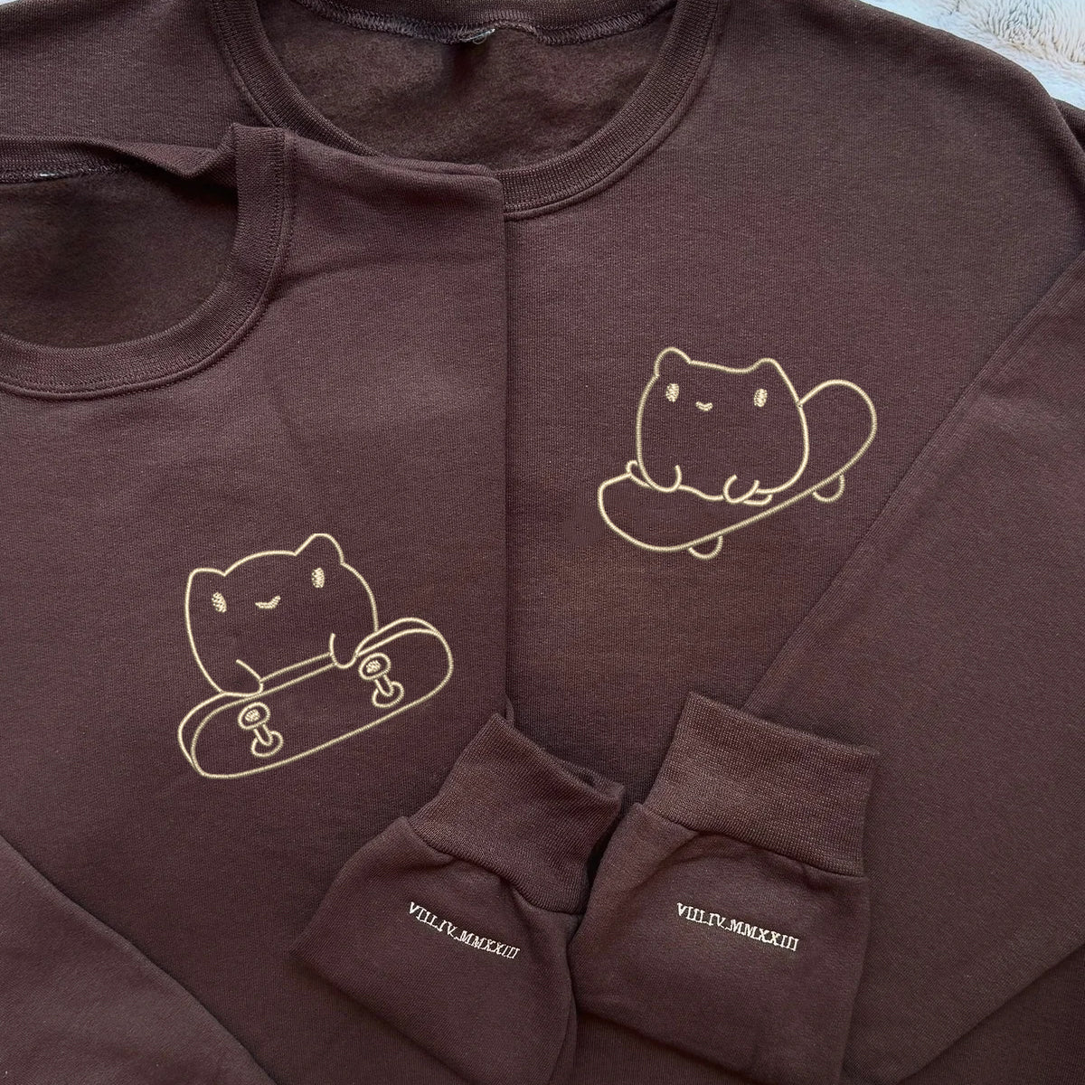 Benutzerdefinierte bestickte süße Frosch Skateboards passende Hoodies für Paare