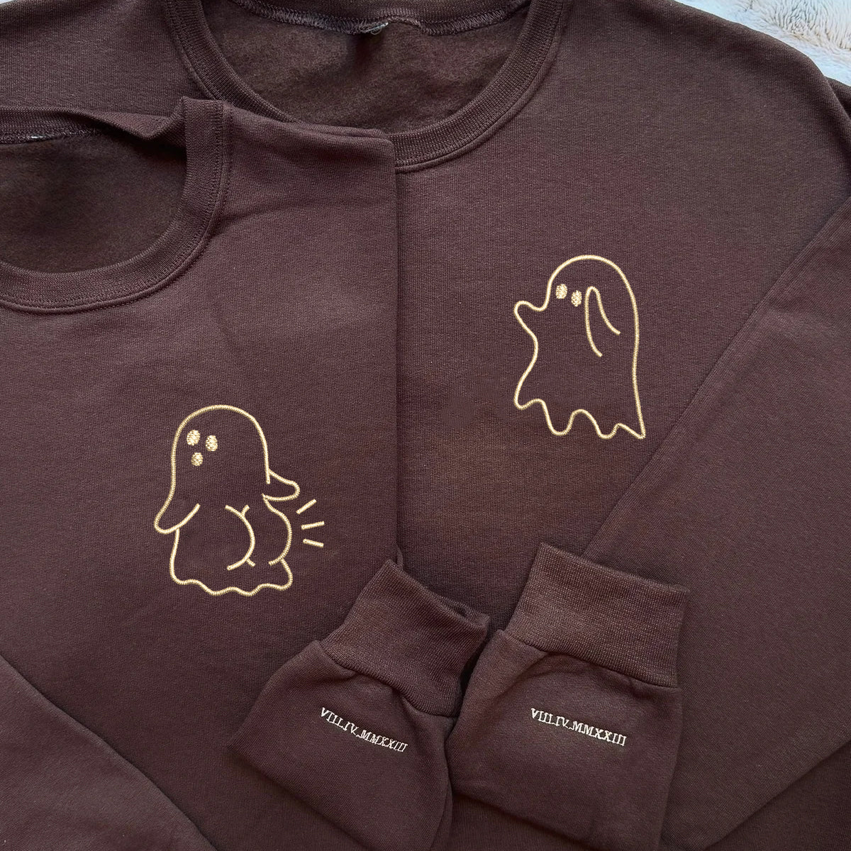 Custom Embroidered Cute Sassy Ghost Matching Hoodies for Couples