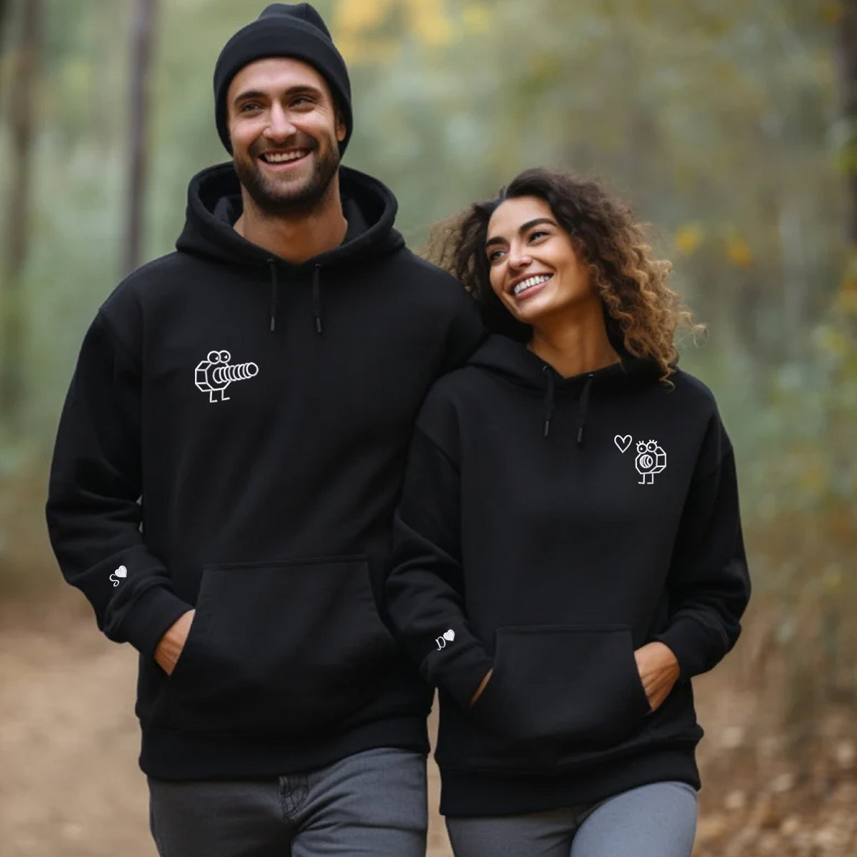 Benutzerdefinierte bestickte süße Schraube und Mutter passende Hoodies für Paare