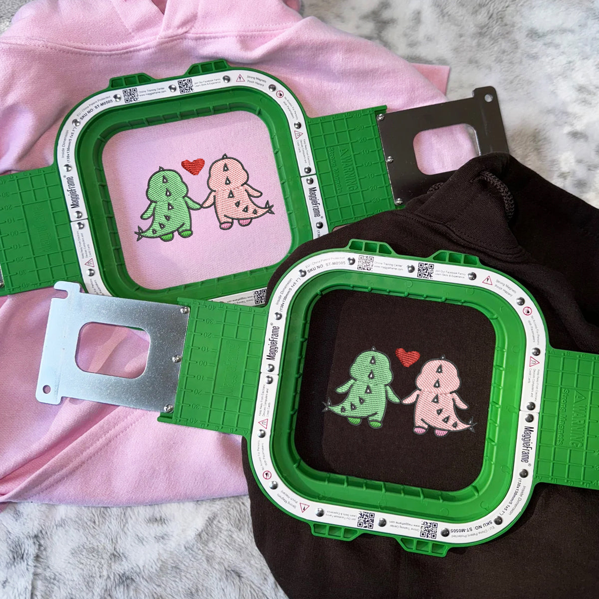 Custom Embroidered Dinosaur Couple Matching Hoodies for Couples