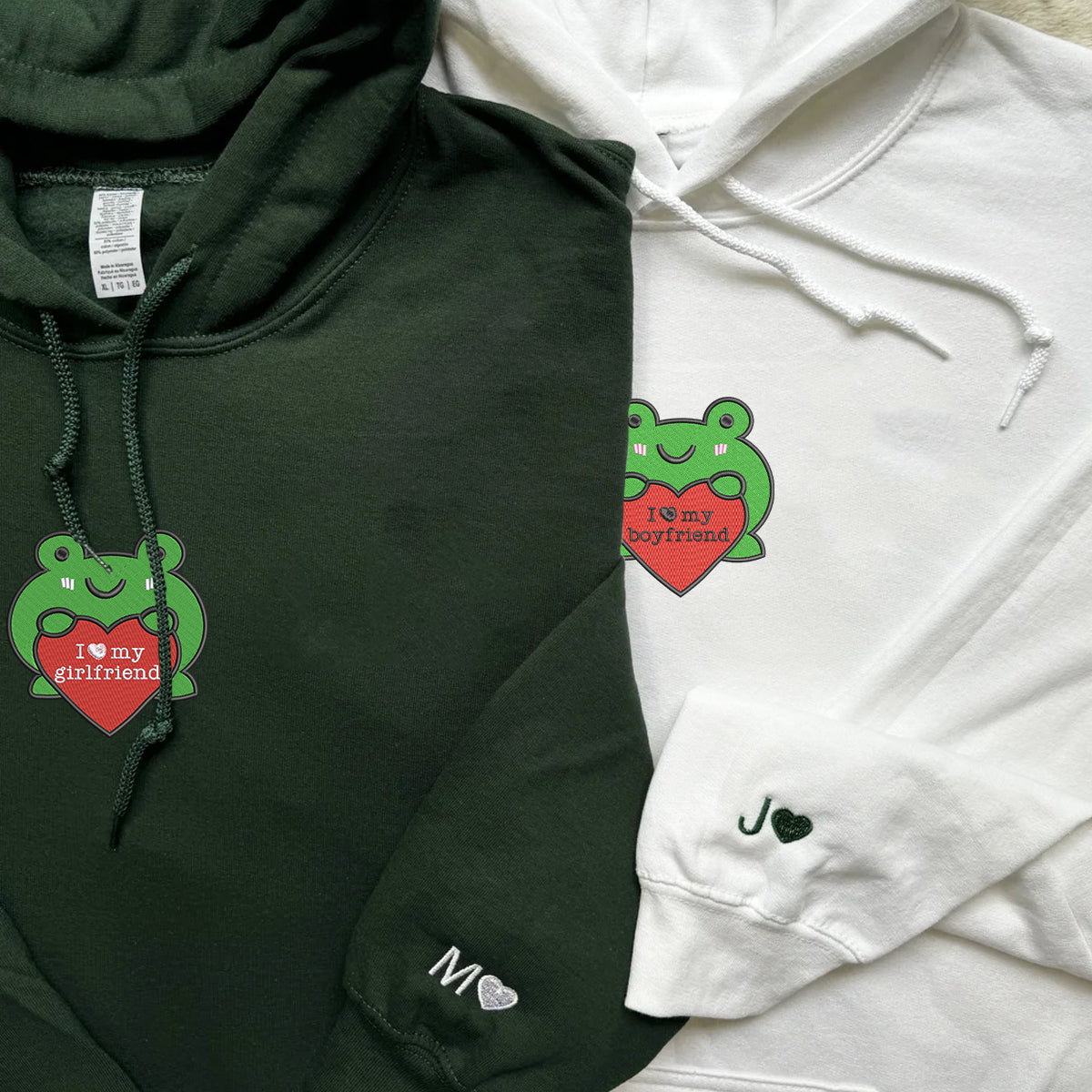Individuell bestickte Frosch-Kapuzenpullover für Paare