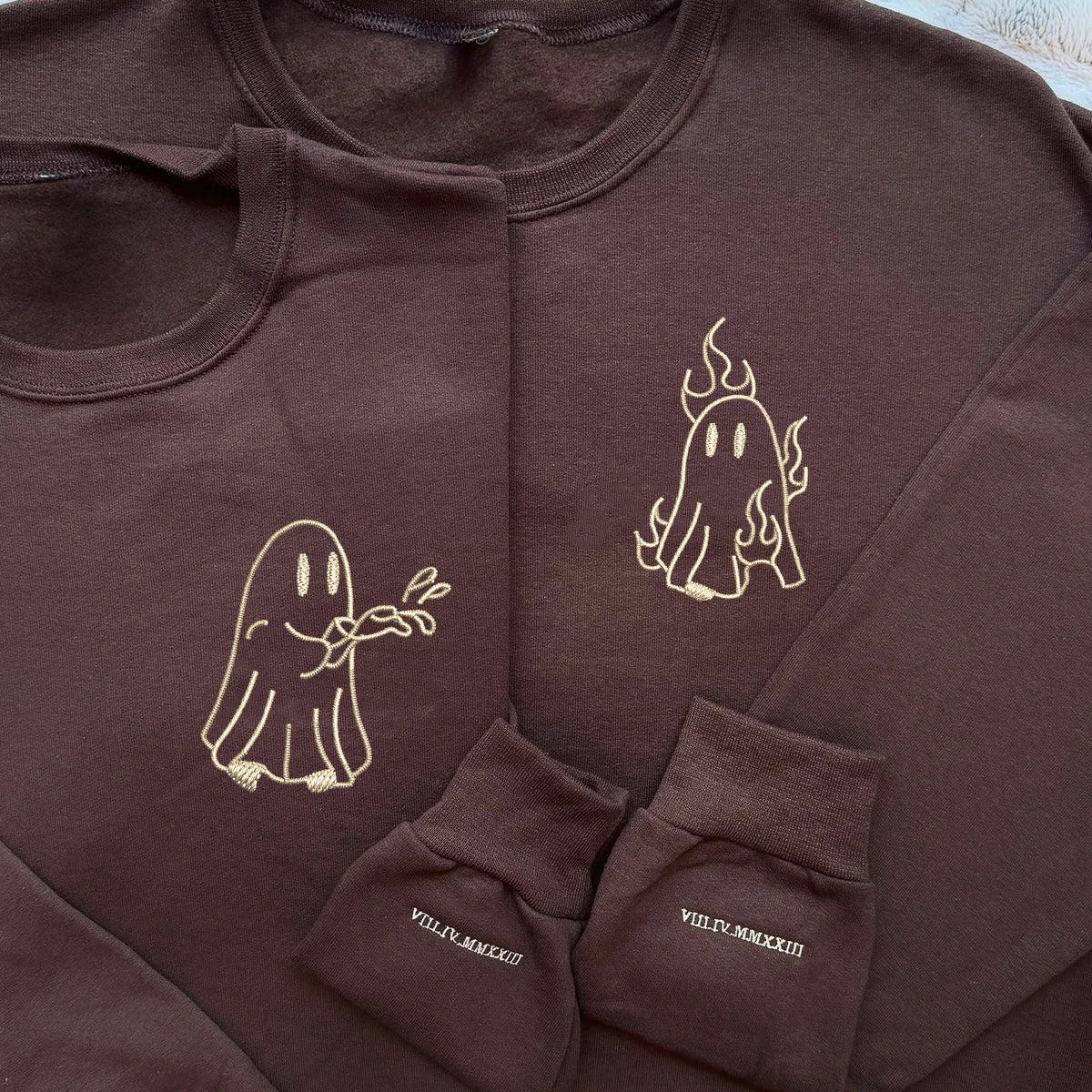 Custom Embroidered Ghost Firefighter Matching Hoodies for Couples