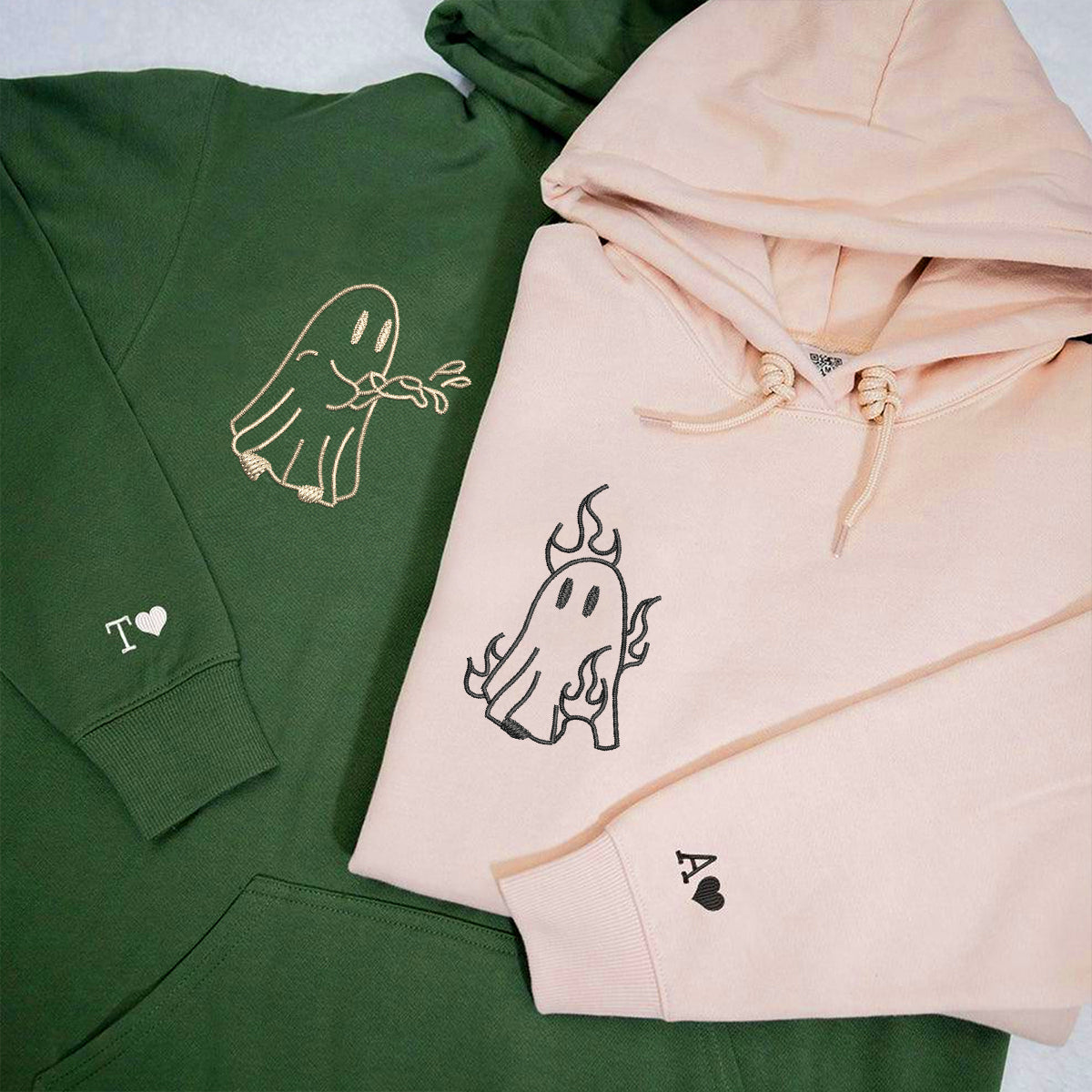 Custom Embroidered Ghost Firefighter Matching Hoodies for Couples