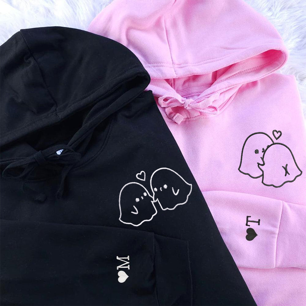Individuell bestickte Ghost Love Passende Hoodies für Paare