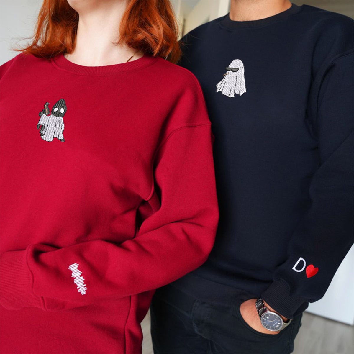 Individuell bestickte Ghost Partners In Crime Passende Hoodies für Paare
