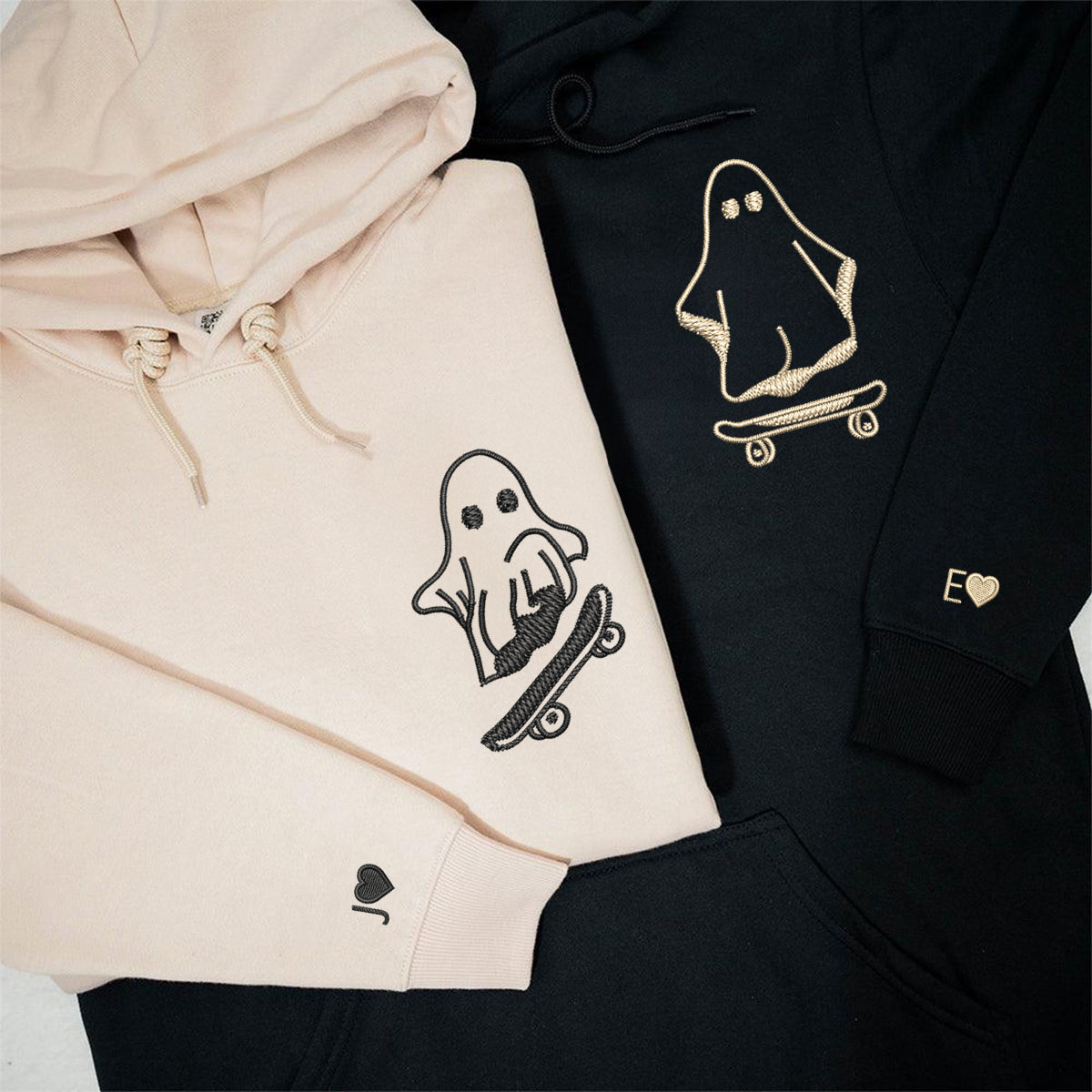 Individuell bestickte Ghost Skater Passende Hoodies für Paare