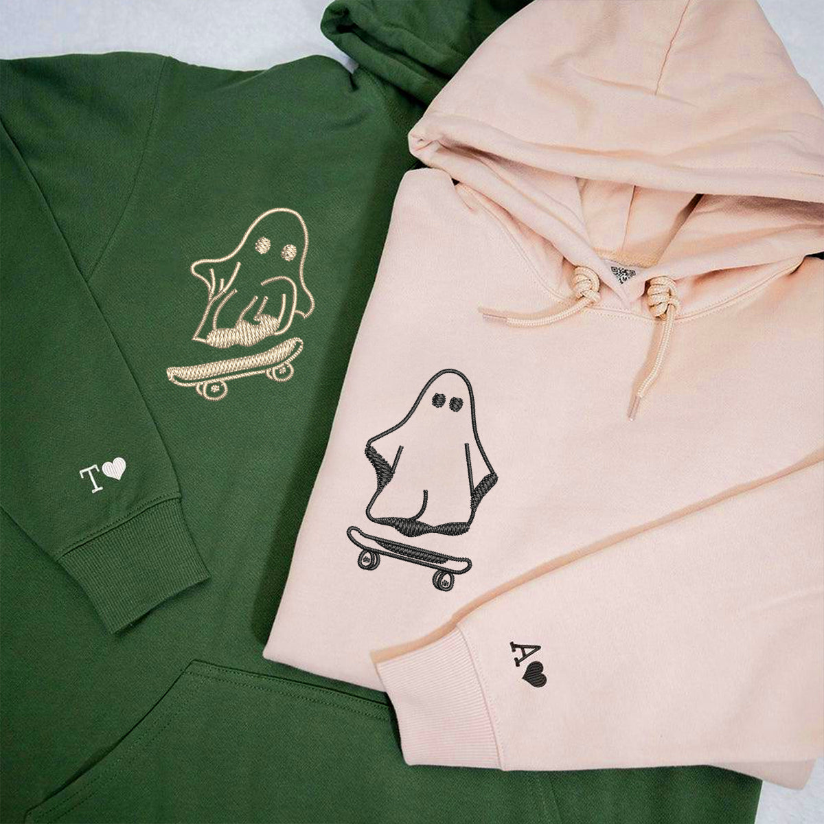 Individuell bestickte Ghost Skater Passende Hoodies für Paare