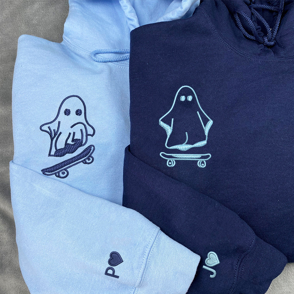 Individuell bestickte Ghost Skater Passende Hoodies für Paare