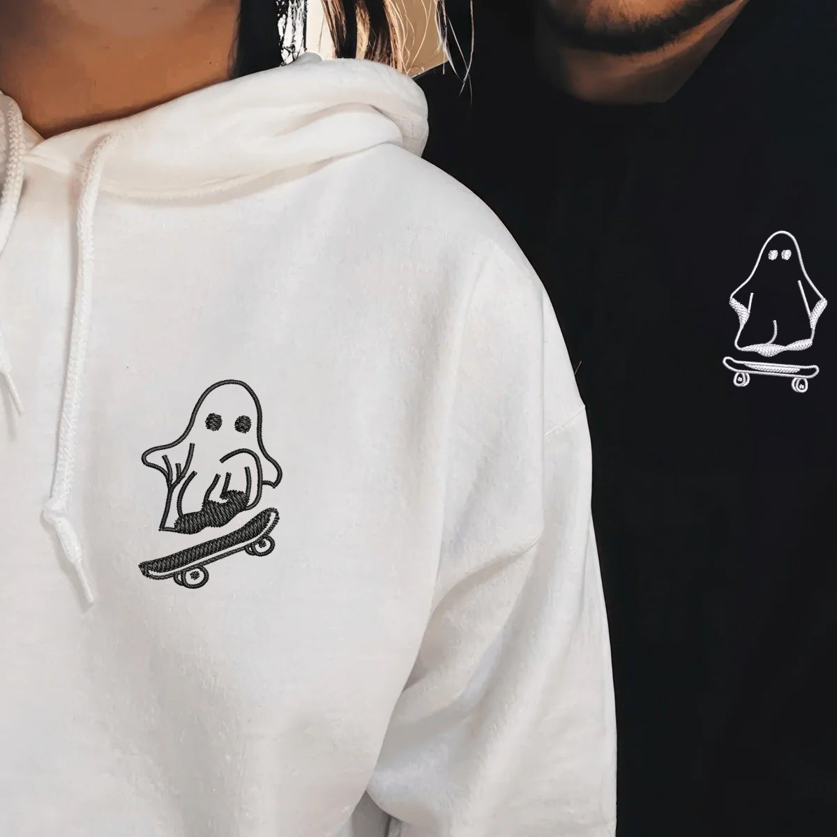 Individuell bestickte Ghost Skater Passende Hoodies für Paare