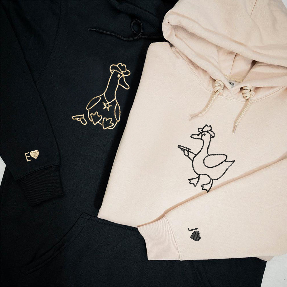 Individuell bestickte Goose Sheriffs Passende Hoodies für Paare