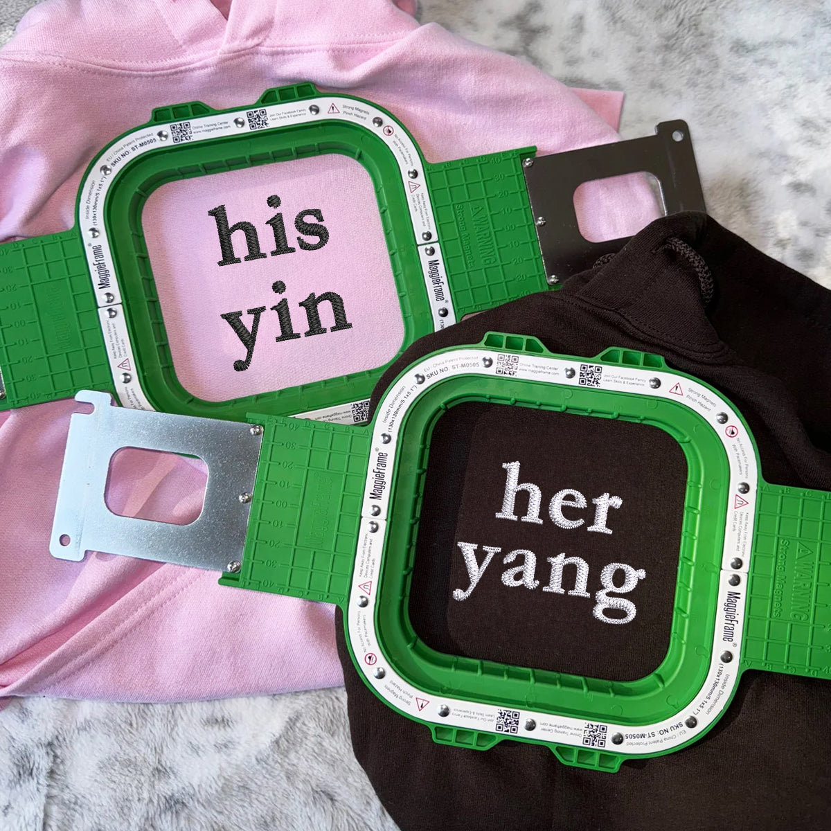 Custom Embroidered His Yin Her Yang Matching Hoodies for Couples