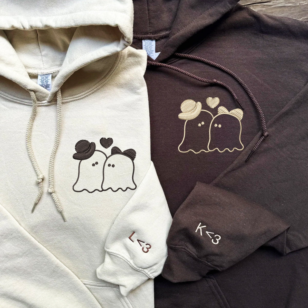 Individuell bestickte Hoodies mit dem Motiv „Verheiratete Geister“ für Paare