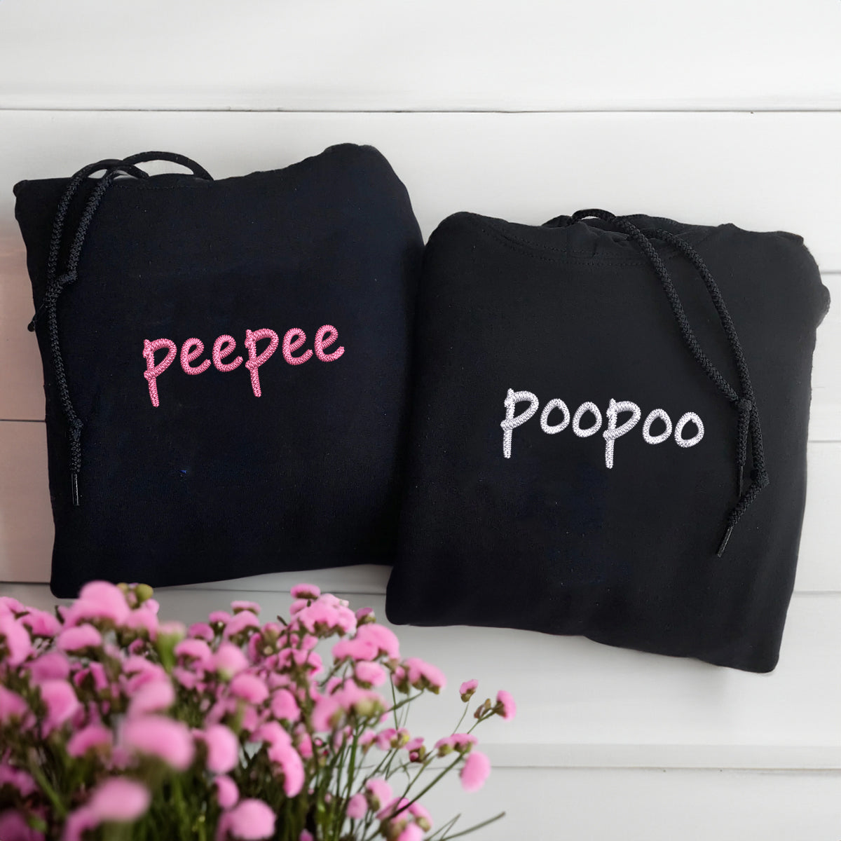 Individuell bestickte Peepee Poopoo Passende Hoodies für Paare