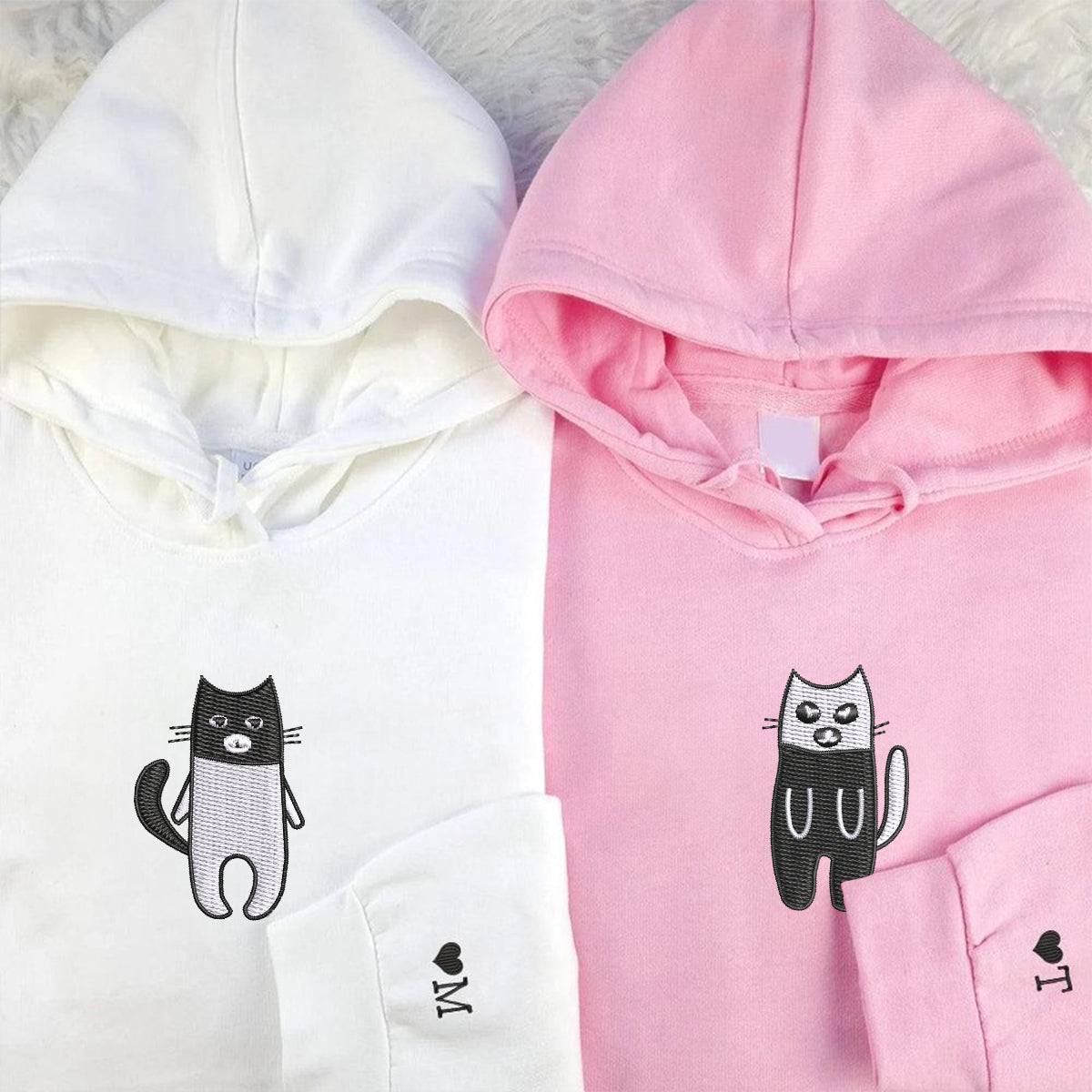 Individuell bestickte Robber Bandit Cats Passende Hoodies für Paare