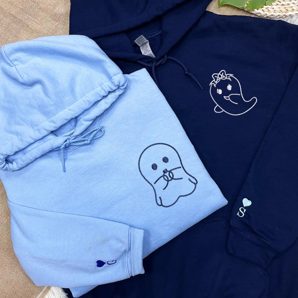 Custom Embroidered Romeo and Ghoutliet Matching Hoodies for Couples