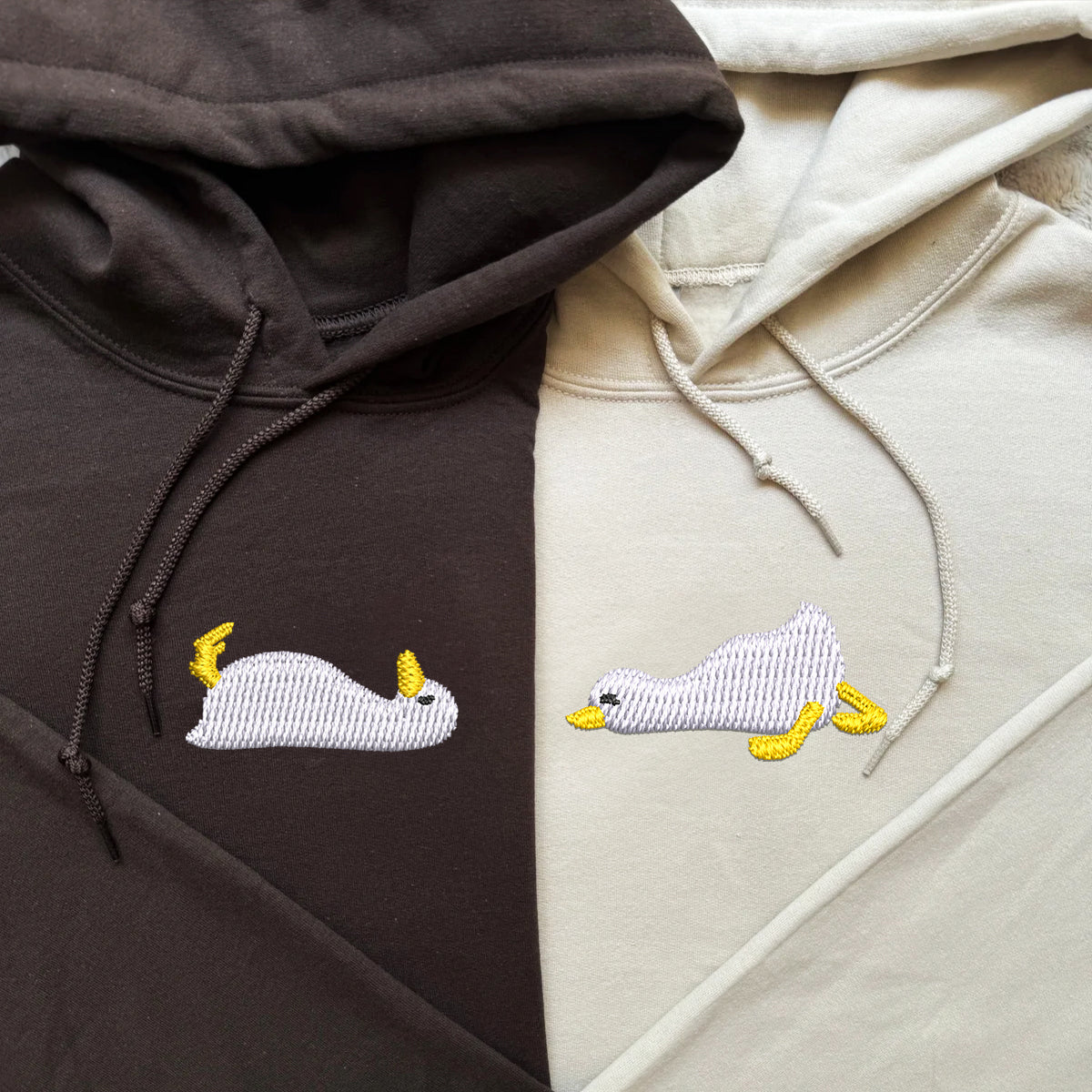 Custom Embroidered Sleepy Goose Matching Hoodies for Couples