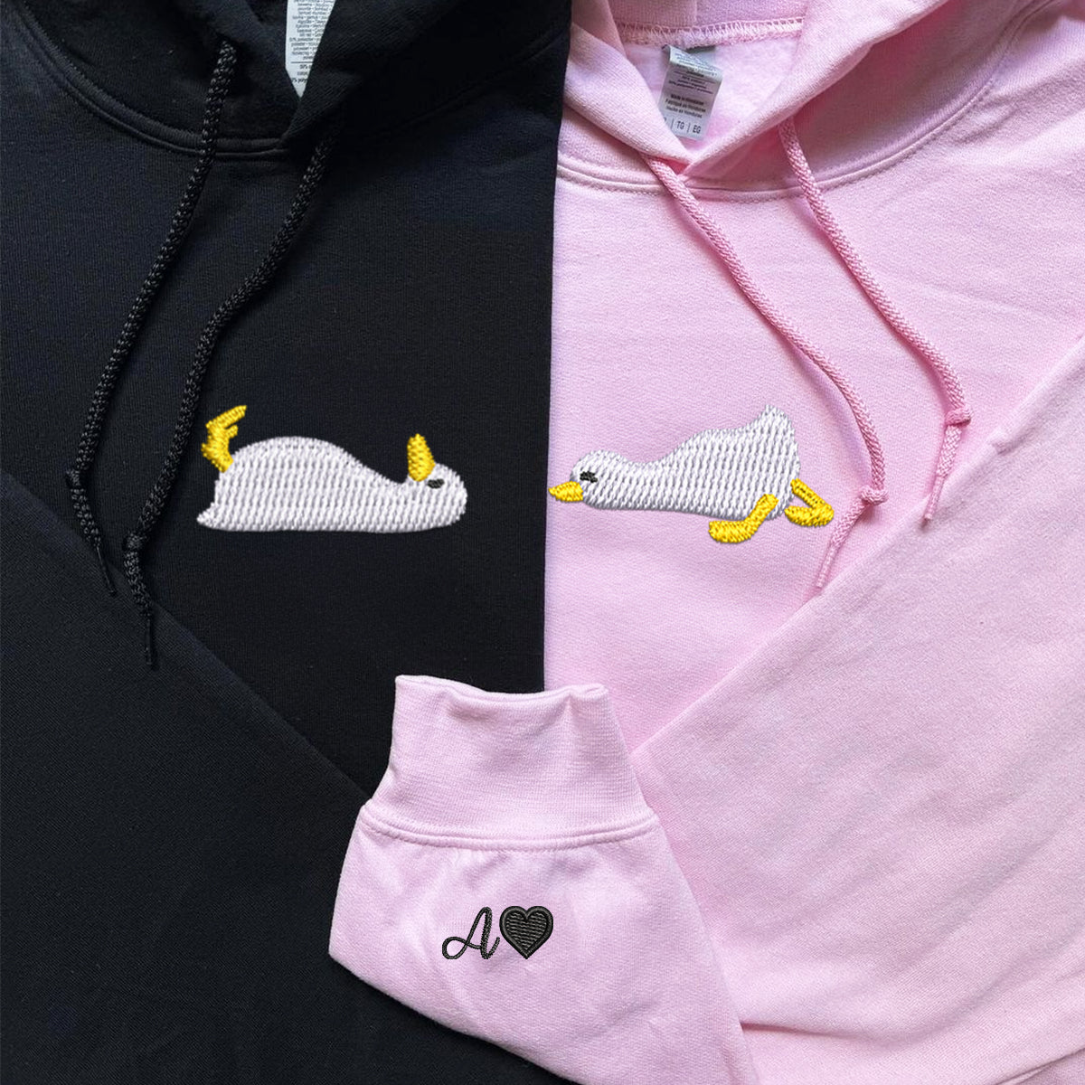 Custom Embroidered Sleepy Goose Matching Hoodies for Couples