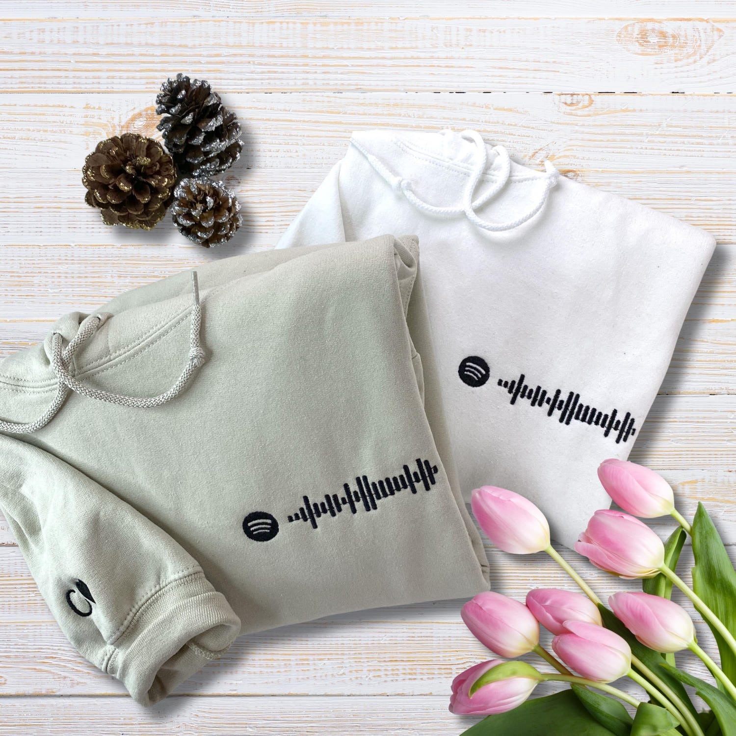 Individuell bestickte Engel- und Dämonenkatze-Kapuzenpullover für Paare