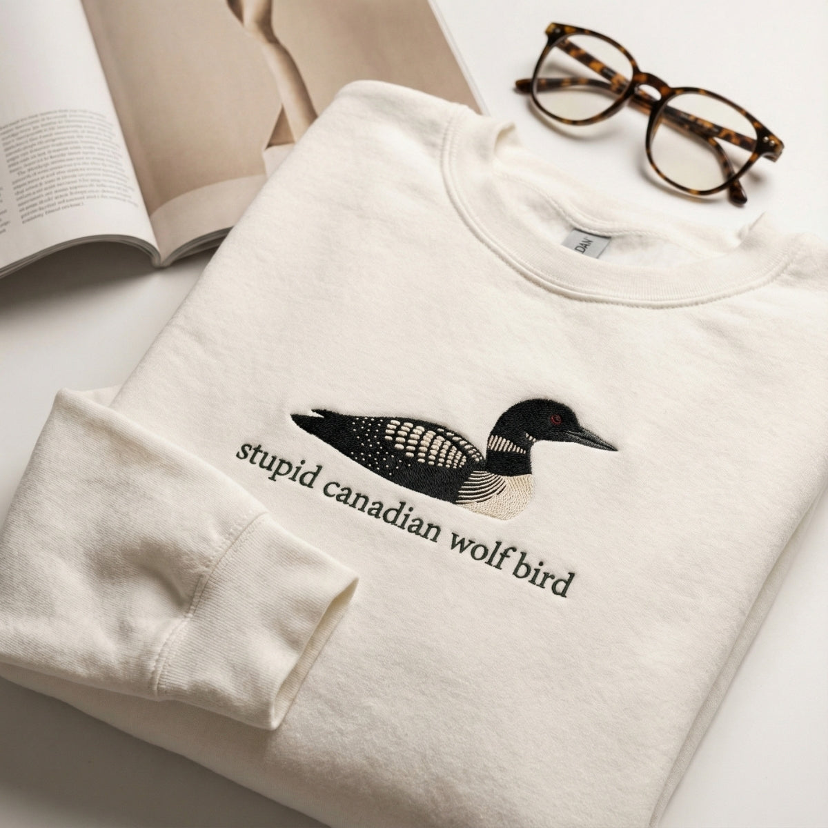 Custom Embroidered Stupid Canadian Wolf Bird Sweatshirt - Team Hollanov Hoodie