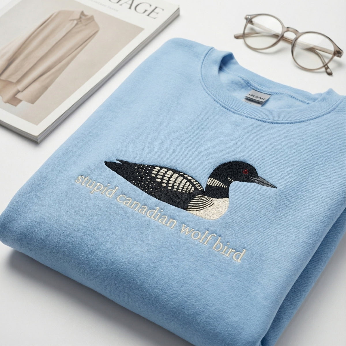 Custom Embroidered Stupid Canadian Wolf Bird Sweatshirt - Team Hollanov Hoodie