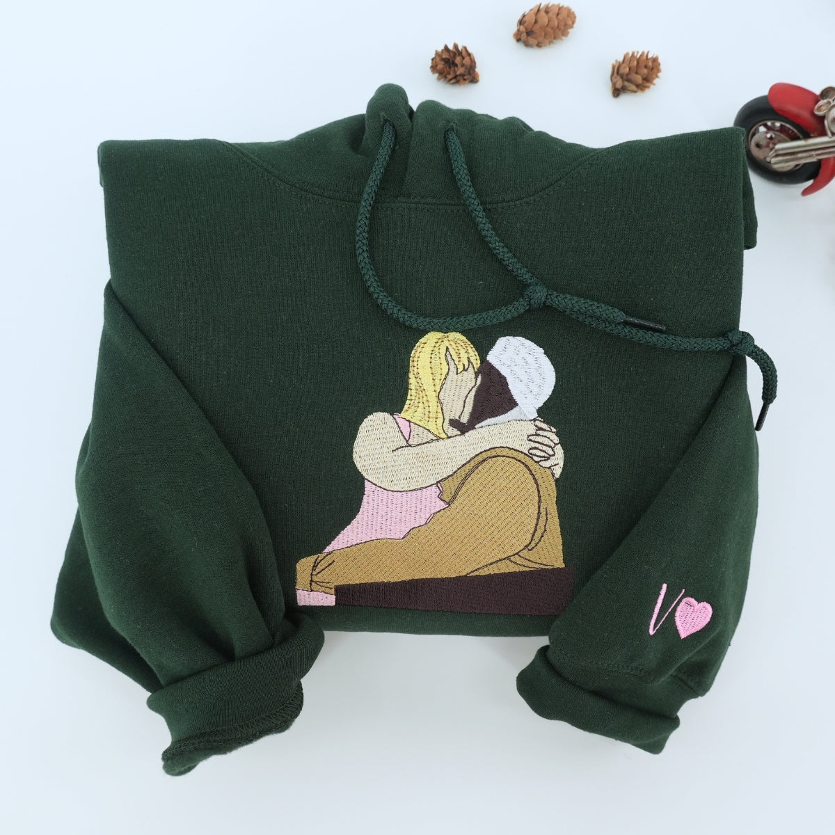 Individuell bestickte Engel- und Dämonenkatze-Kapuzenpullover für Paare