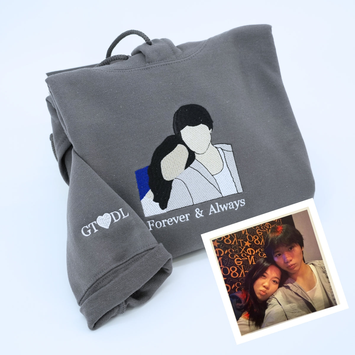 Individuell bestickte Engel- und Dämonenkatze-Kapuzenpullover für Paare