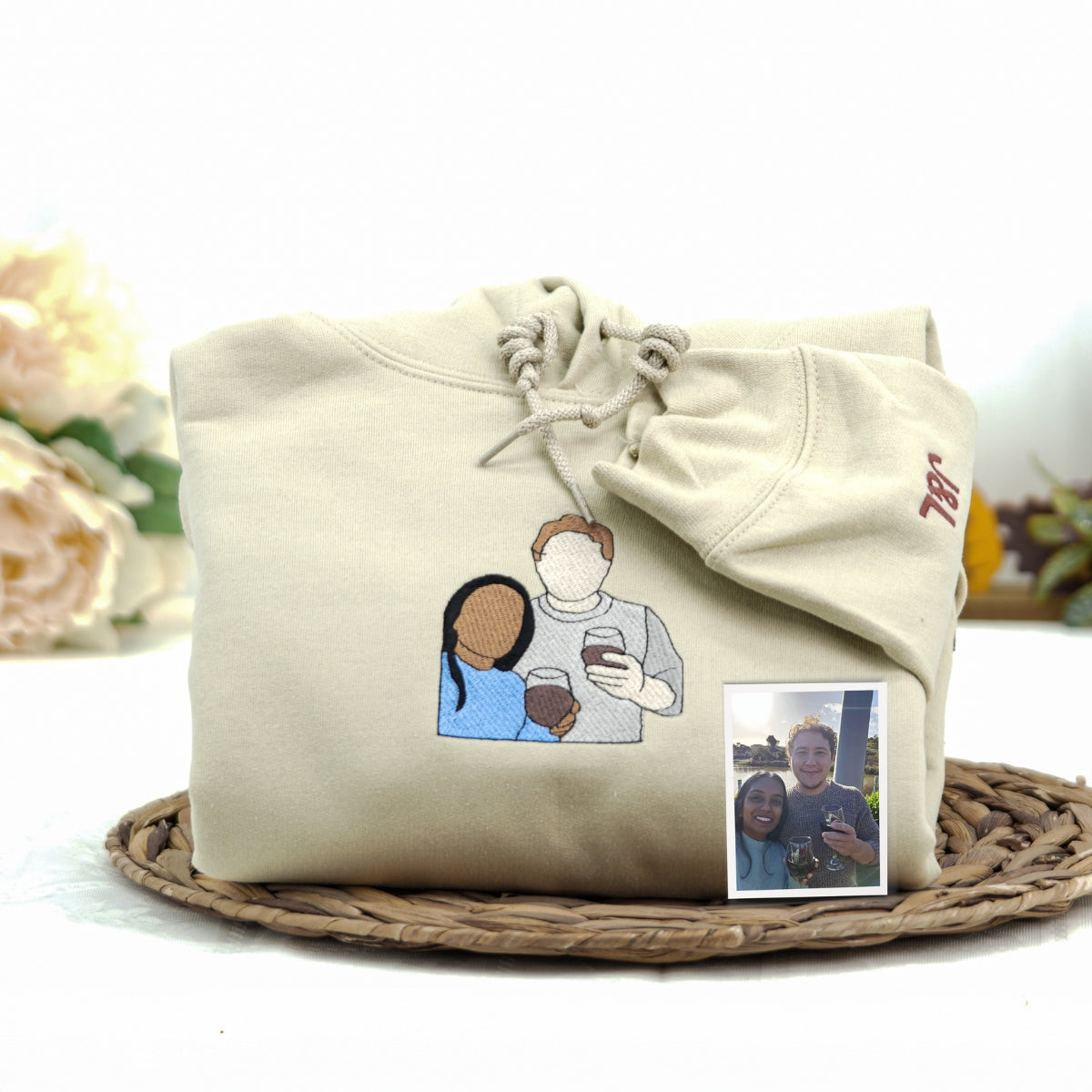 Individuell bestickte Engel- und Dämonenkatze-Kapuzenpullover für Paare