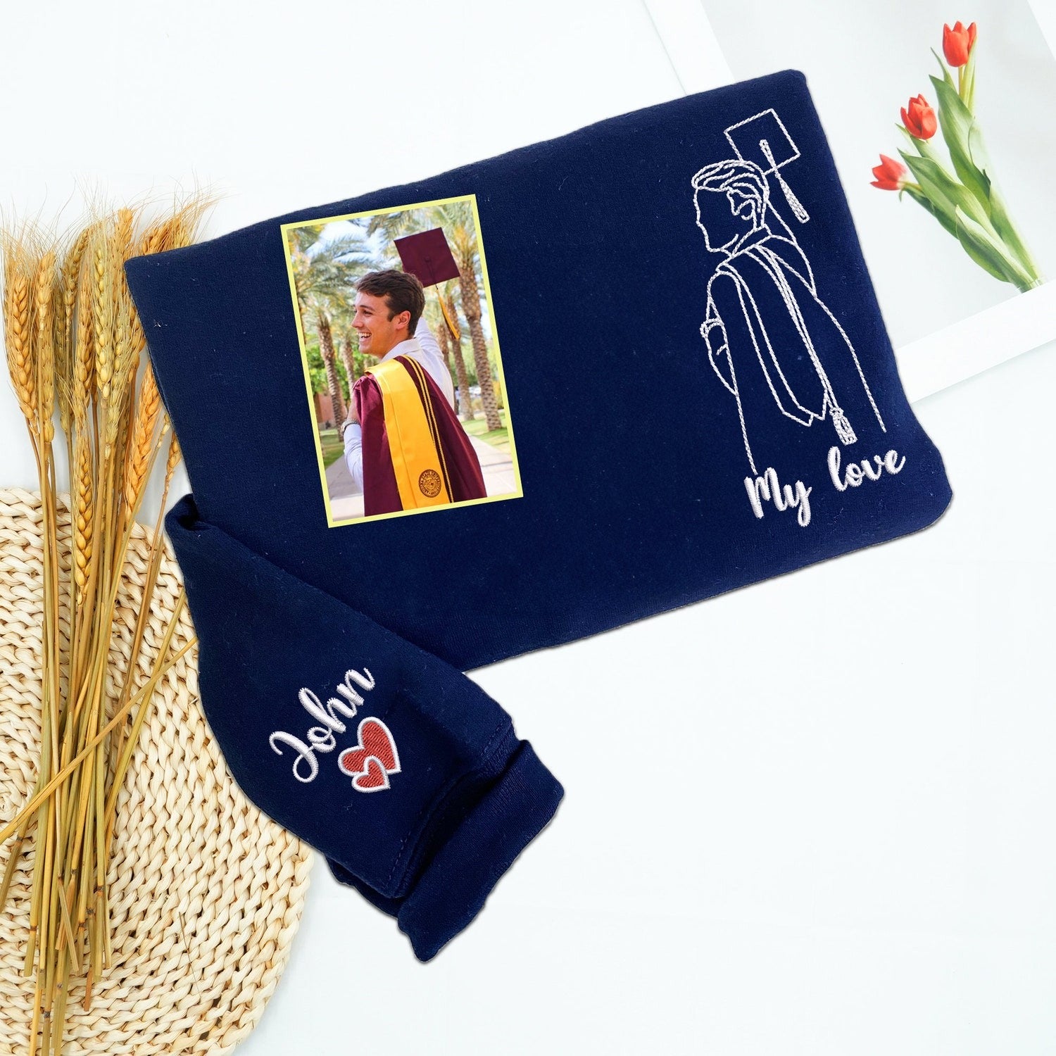 Individuell bestickte Engel- und Dämonenkatze-Kapuzenpullover für Paare