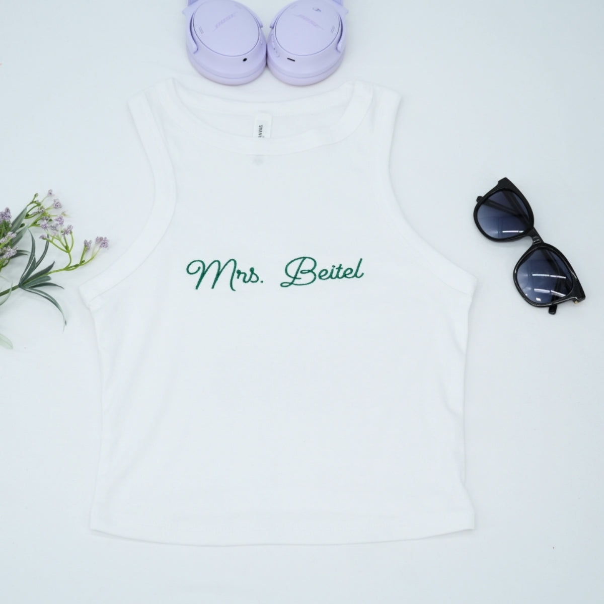 Custom Mrs Set Tank Joggers - Personalized Embroidered Wife Loungewear - Perfect Honeymoon Anniversary Gift