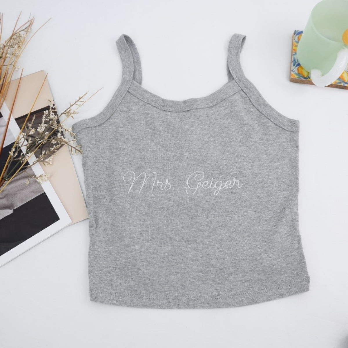 Custom Mrs Tank Top - Personalized Embroidered Wife Tank - Perfect Wedding Anniversary Valentine's Gift