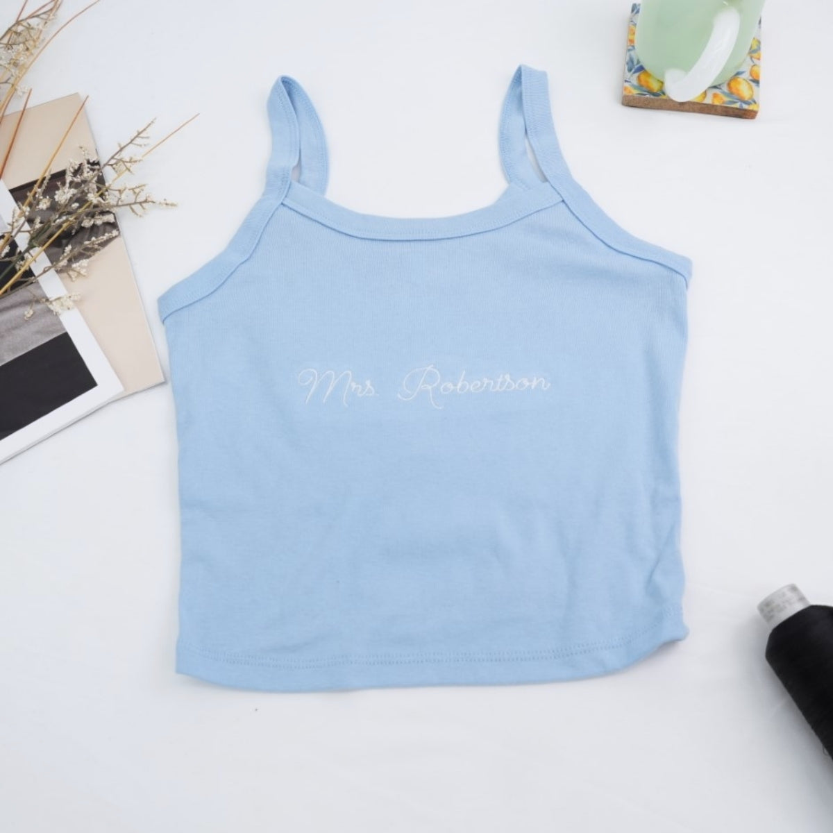 Custom Mrs Tank Top - Personalized Embroidered Wife Tank - Perfect Wedding Anniversary Valentine's Gift