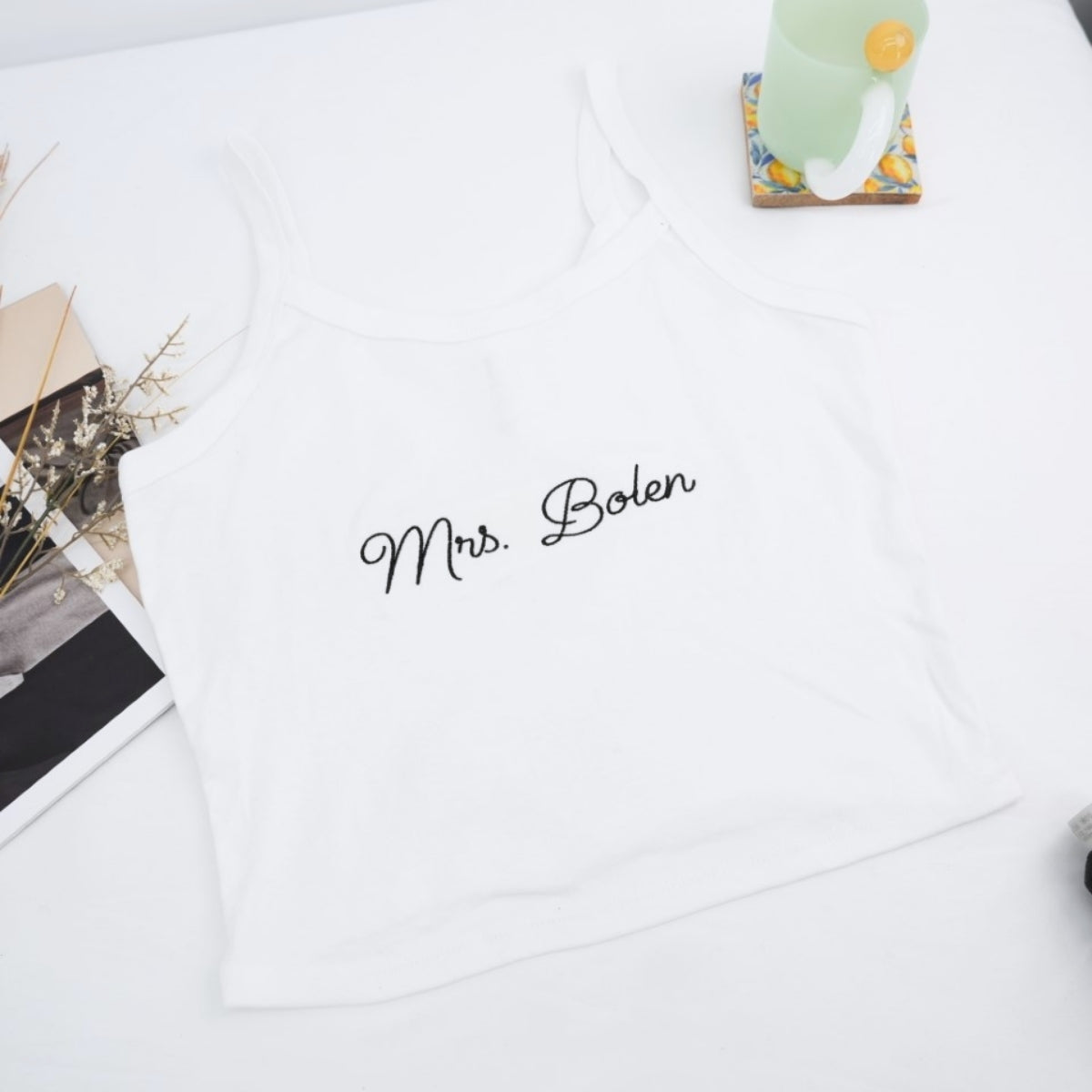 Custom Mrs Tank Top - Personalized Embroidered Wife Tank - Perfect Wedding Anniversary Valentine's Gift