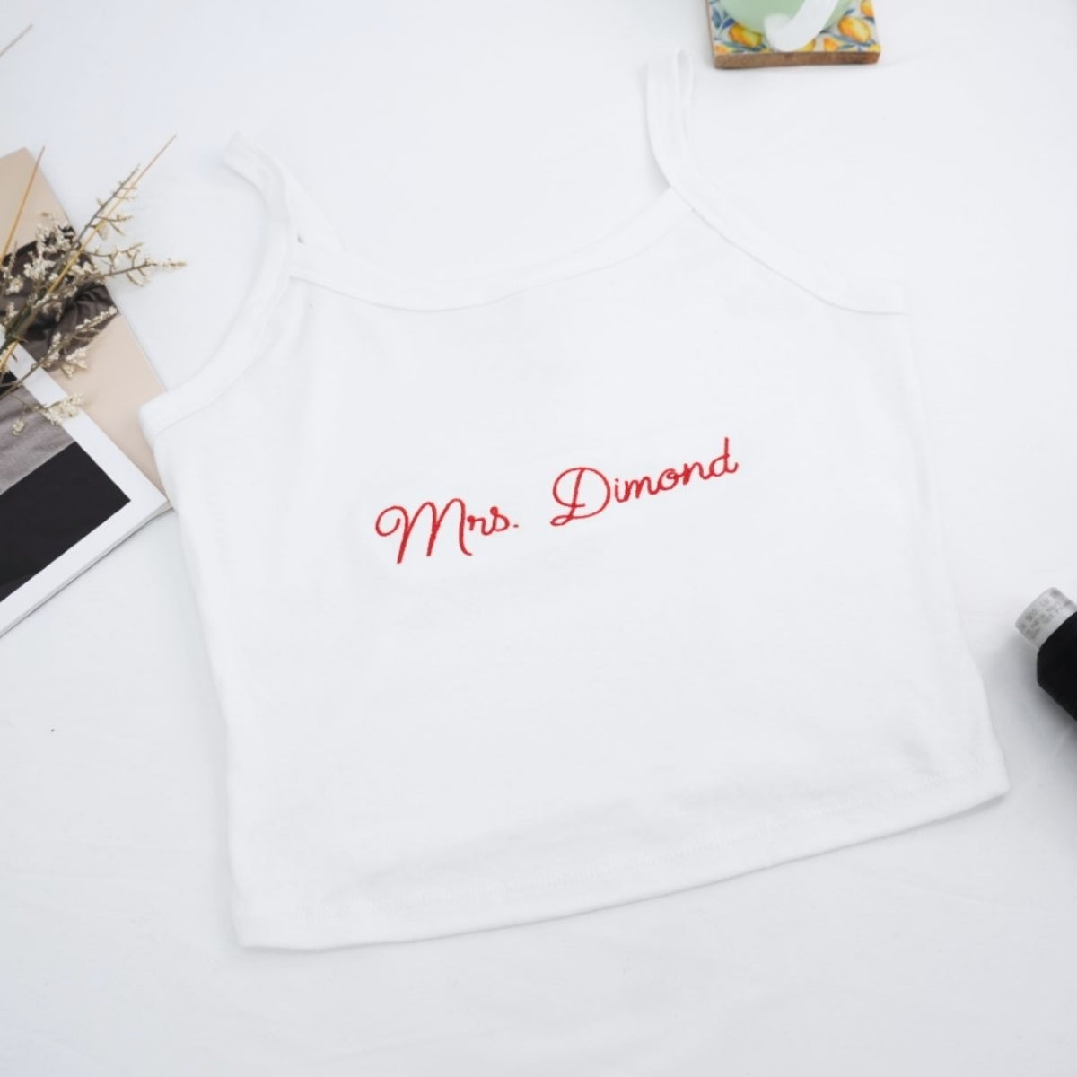 Custom Mrs Tank Top - Personalized Embroidered Wife Tank - Perfect Wedding Anniversary Valentine's Gift