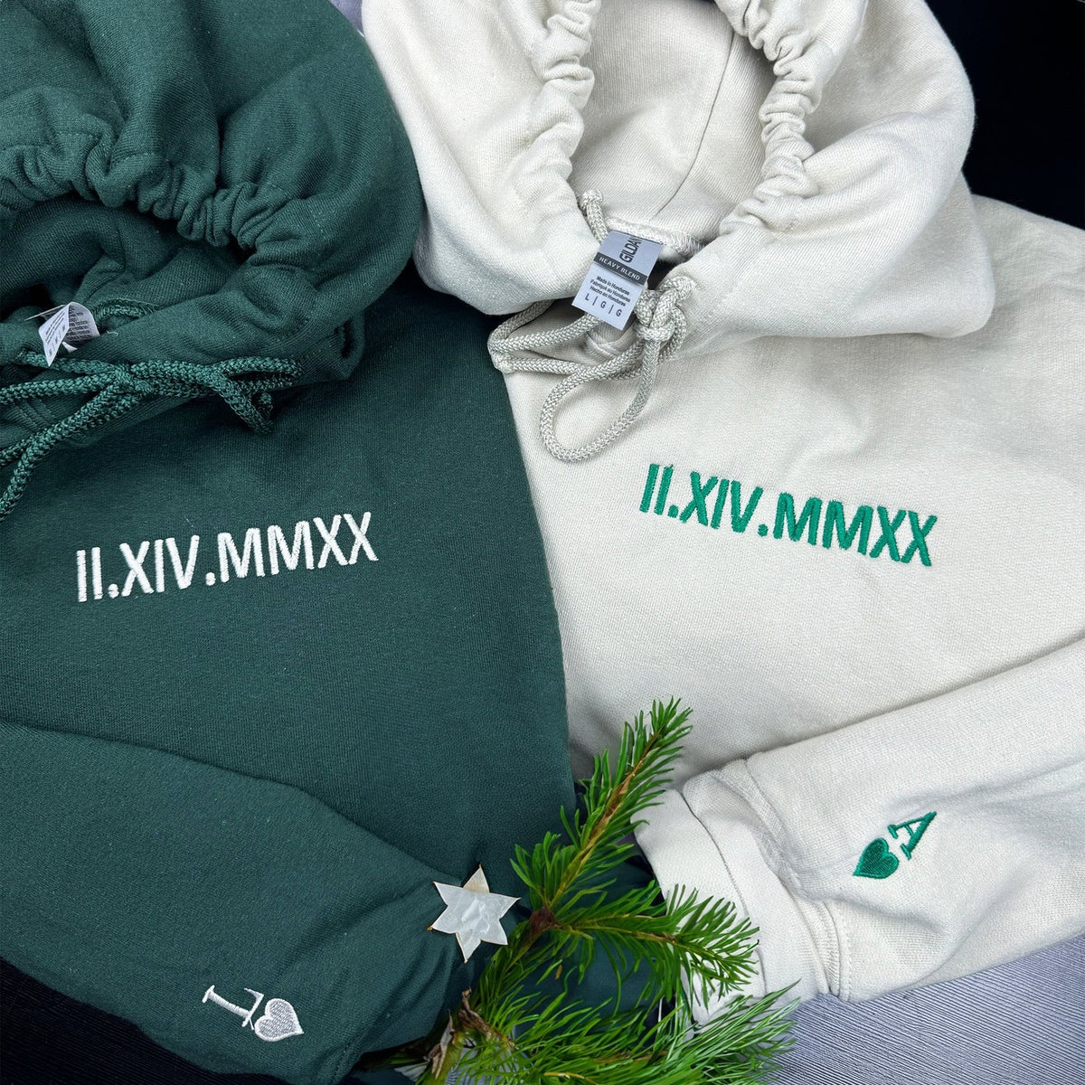 Individuell bestickte Engel- und Dämonenkatze-Kapuzenpullover für Paare