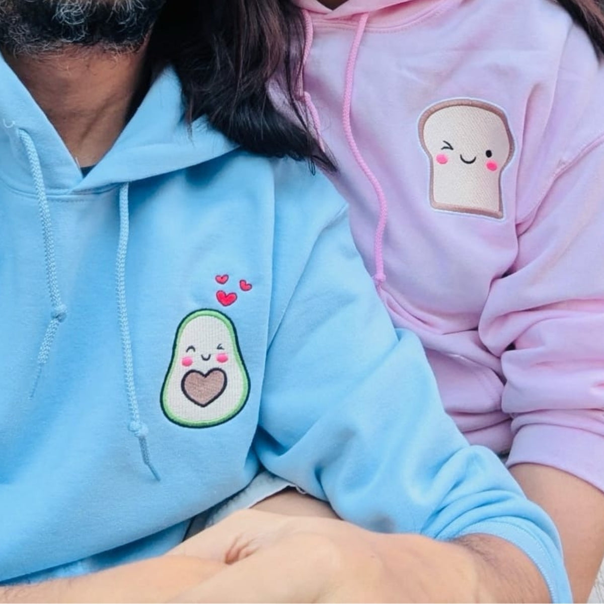 Benutzerdefinierte Avocado Toast passende bestickte Hoodies für Paare