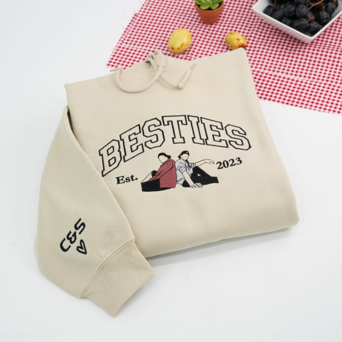 Sweats à capuche assortis brodés personnalisés avec ange et chat démon pour couples