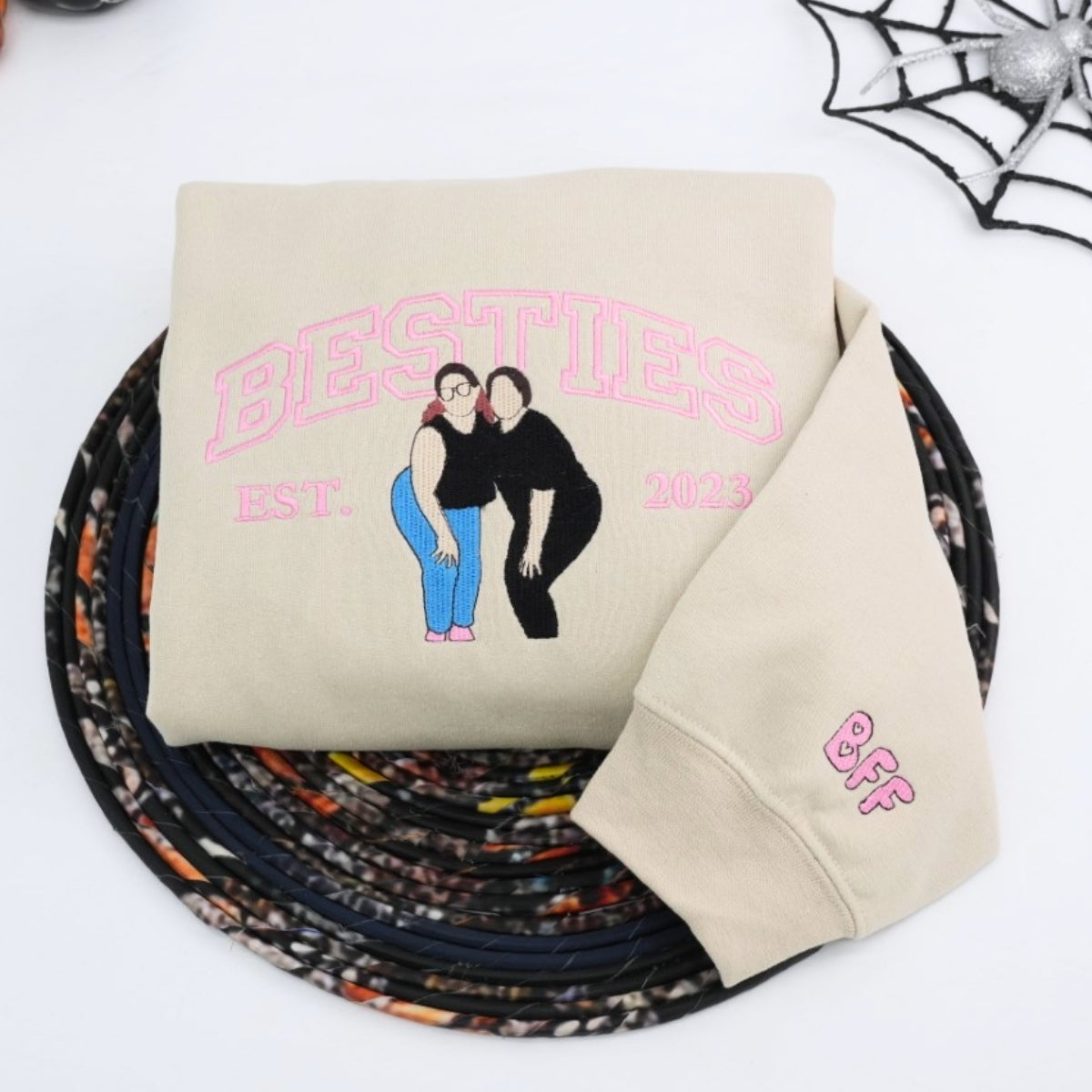 Individuell bestickte Engel- und Dämonenkatze-Kapuzenpullover für Paare